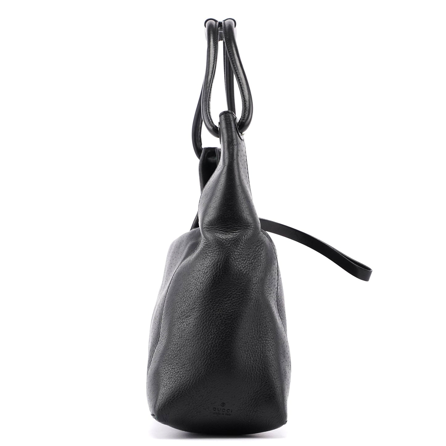 Black Leather Hobo Shoulder Bag