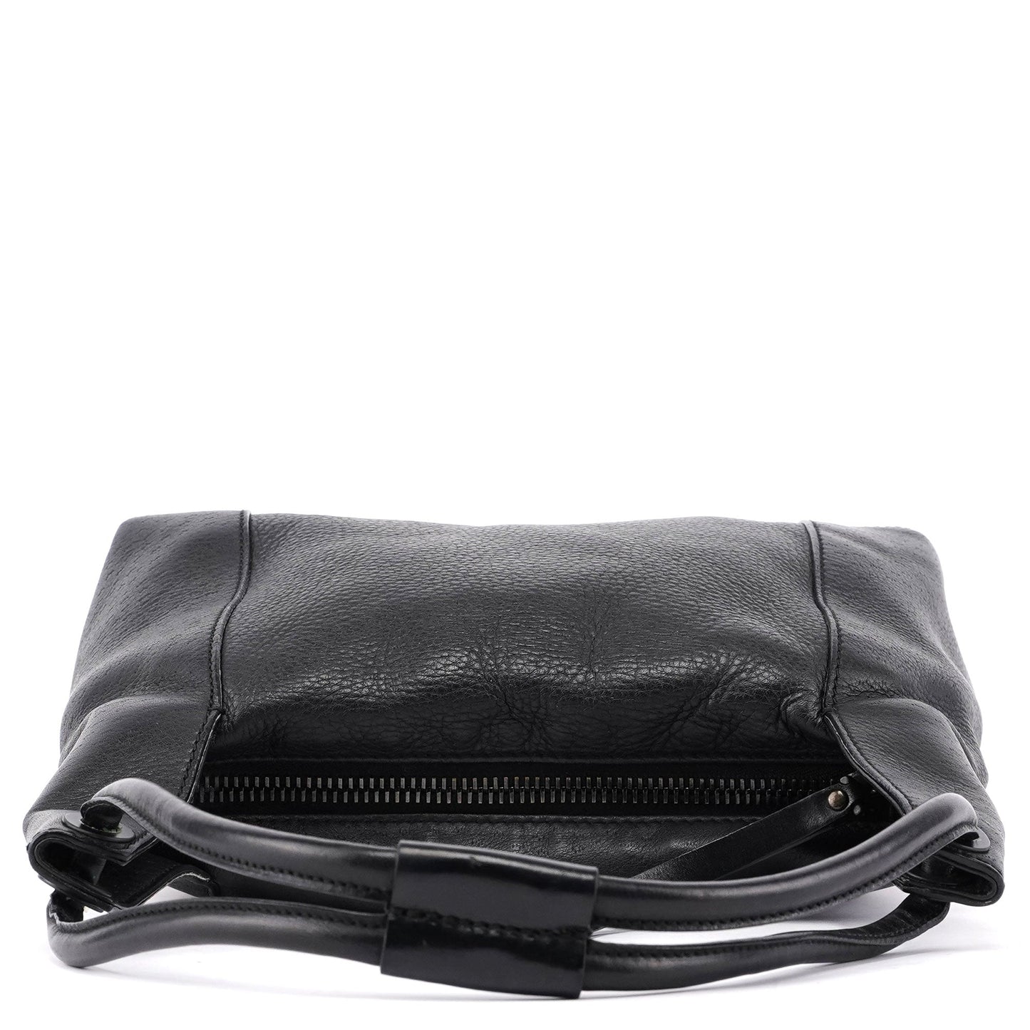 Black Leather Hobo Shoulder Bag