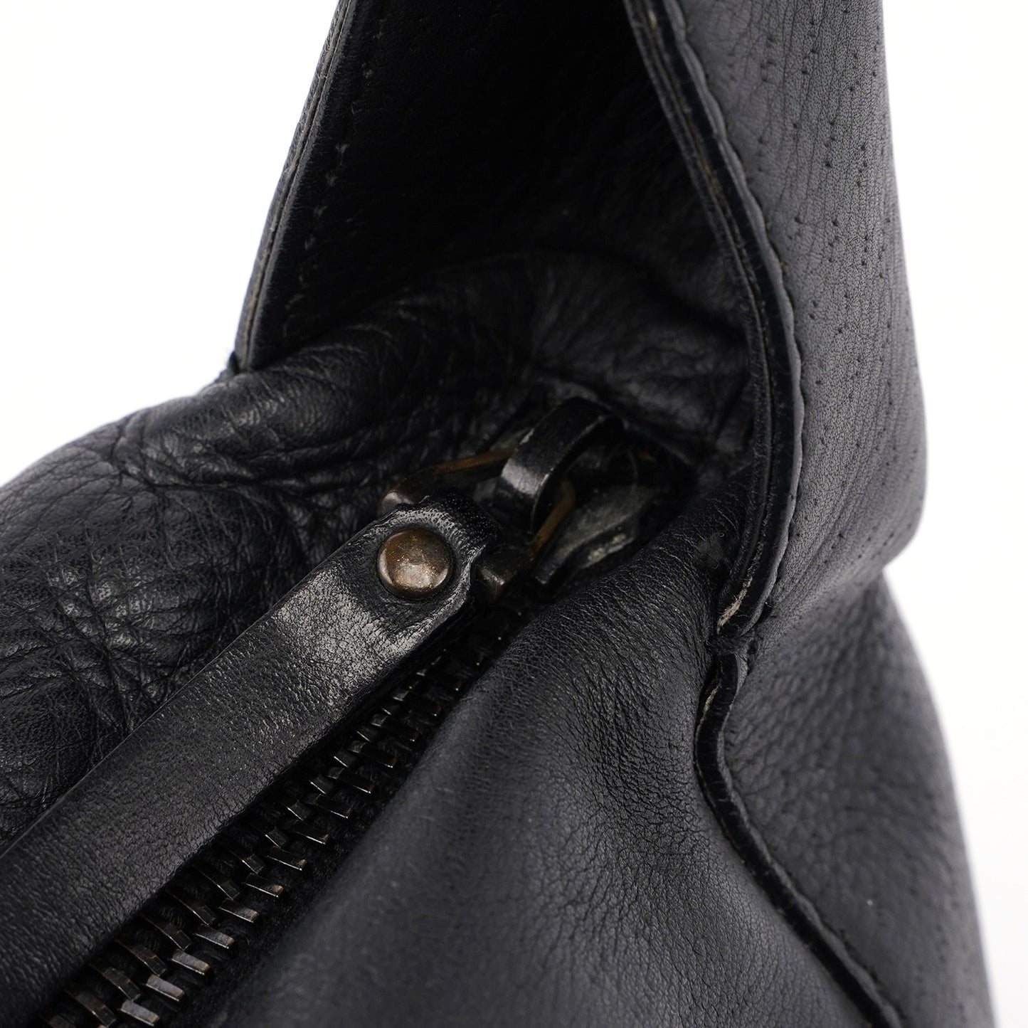 Black Leather Hobo Shoulder Bag