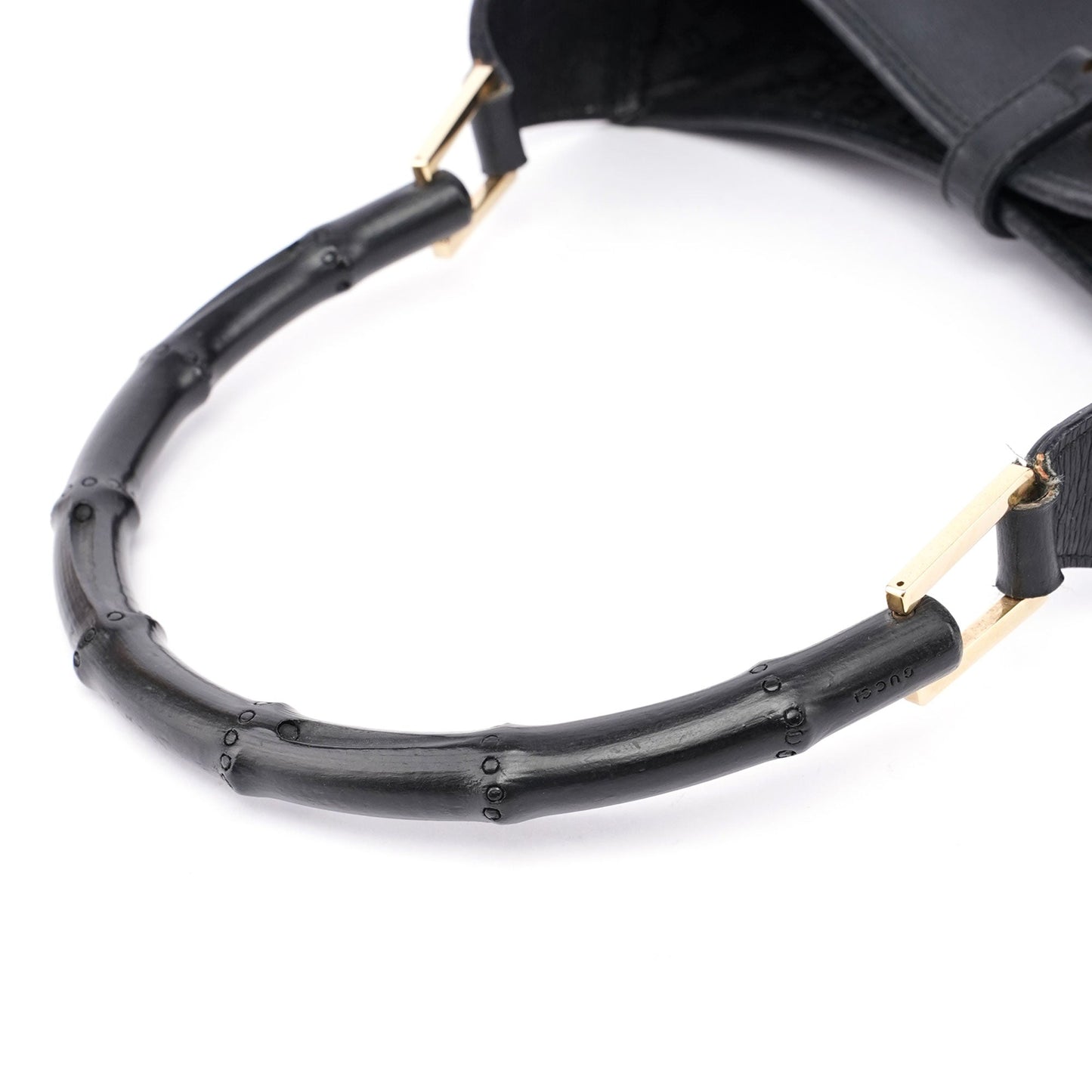 Black Leather Jackie Bamboo Bag