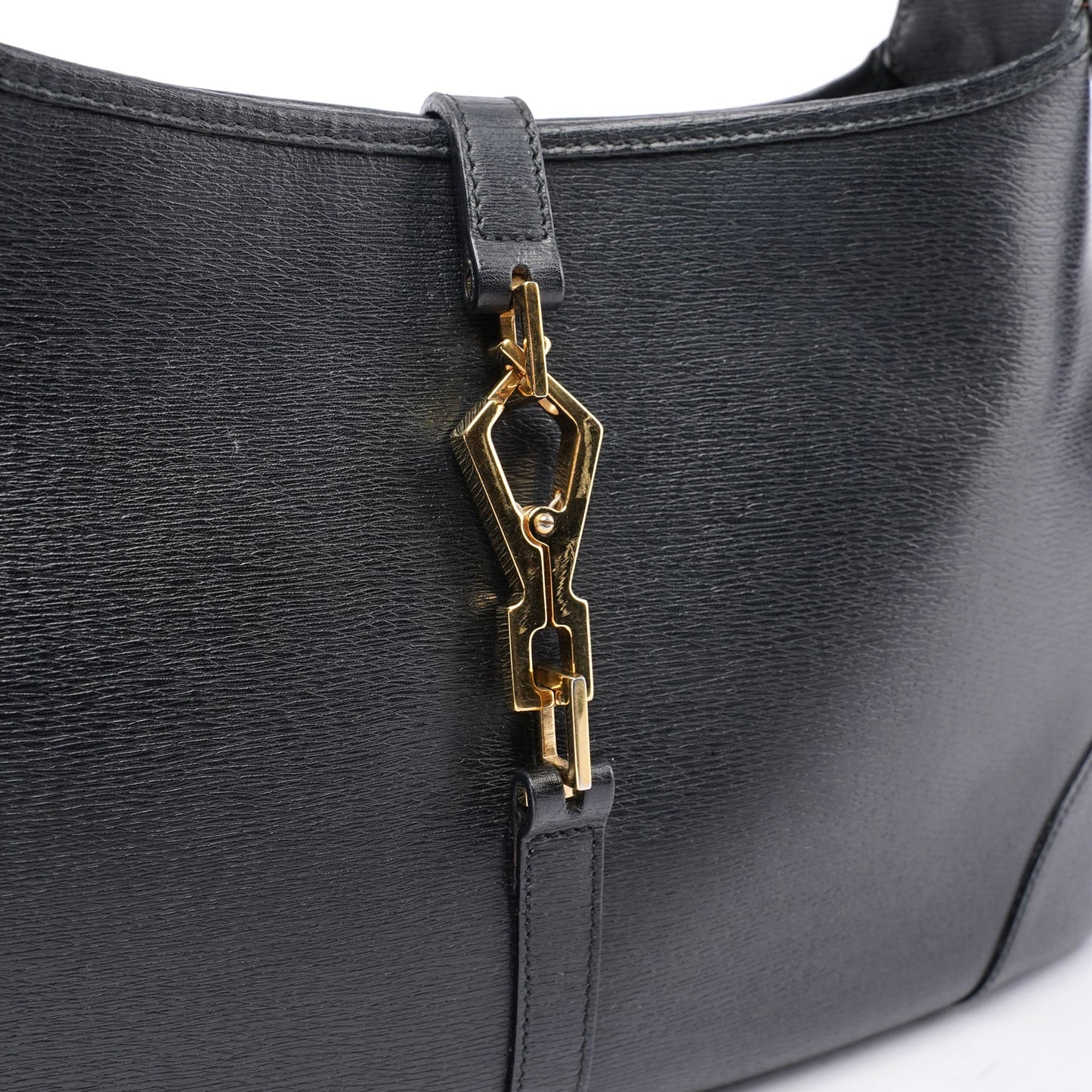Black Leather Jackie Bamboo Bag