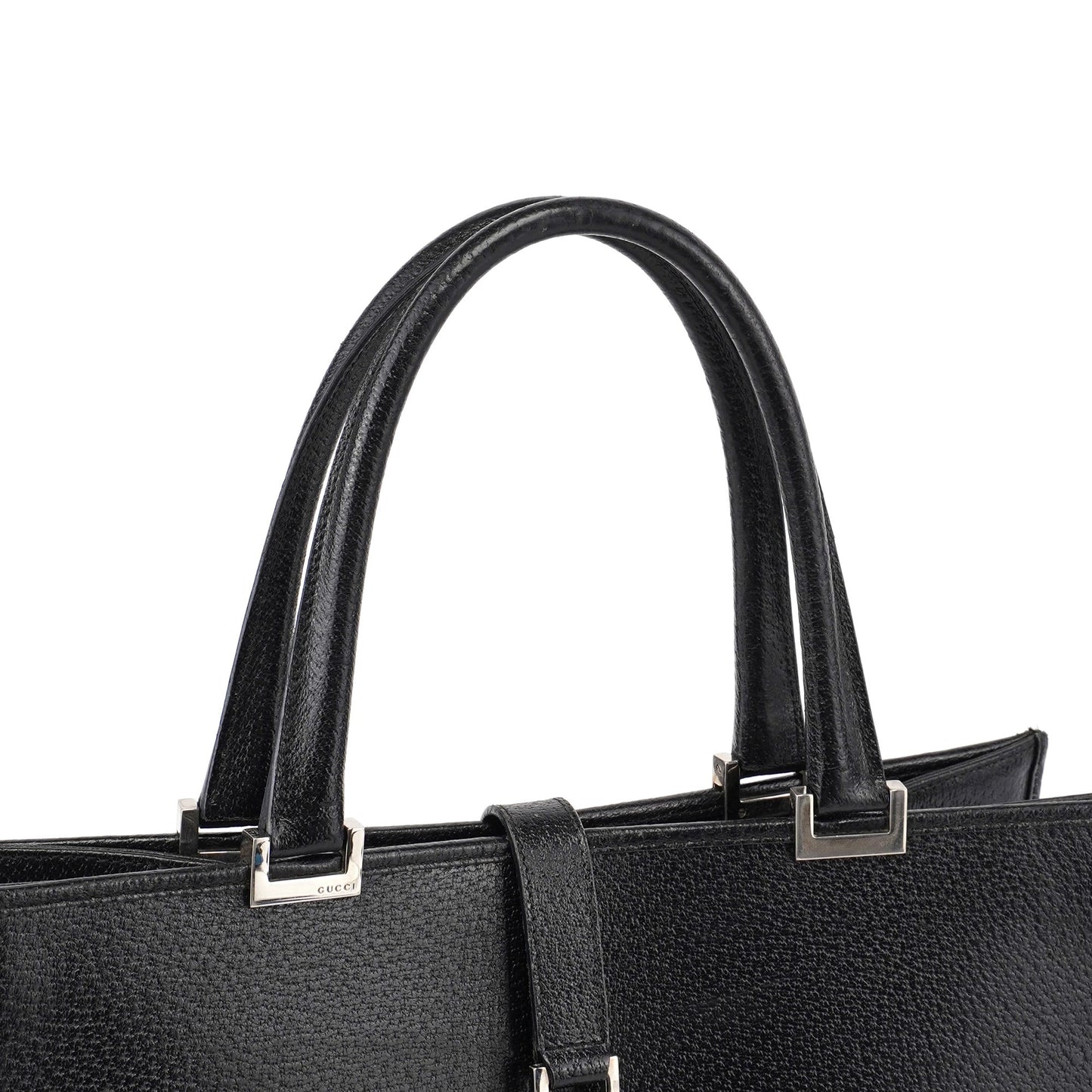 Black Leather Jackie Tote