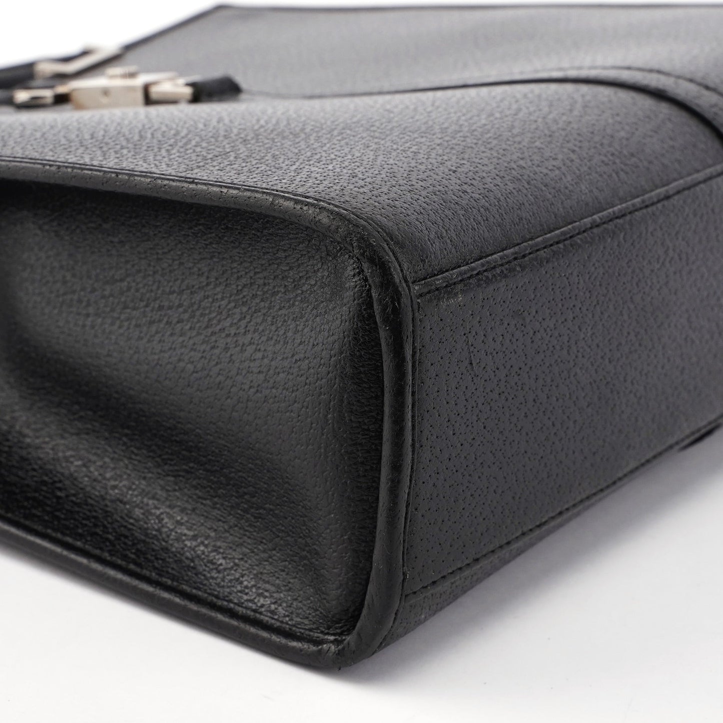 Black Leather Jackie Tote