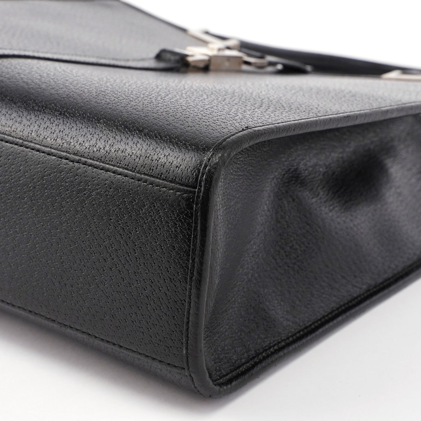 Black Leather Jackie Tote