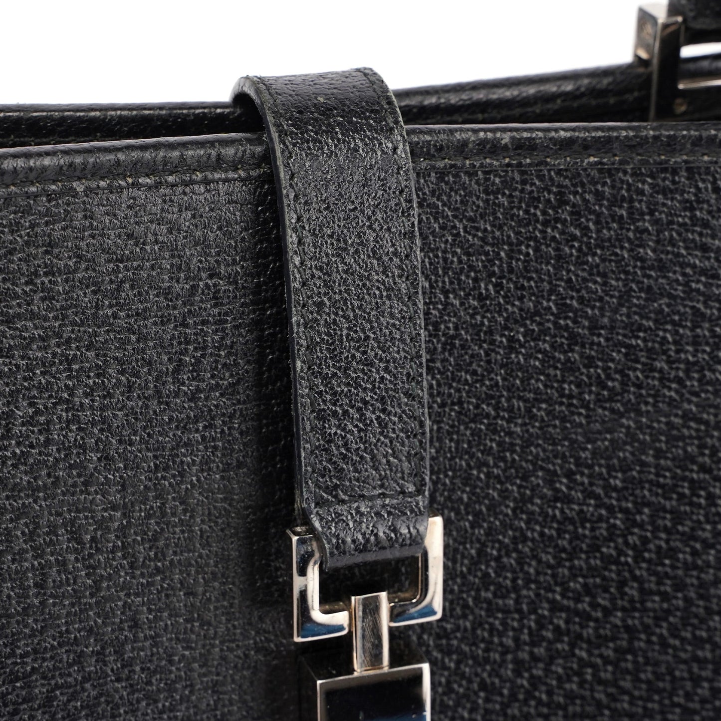 Black Leather Jackie Tote