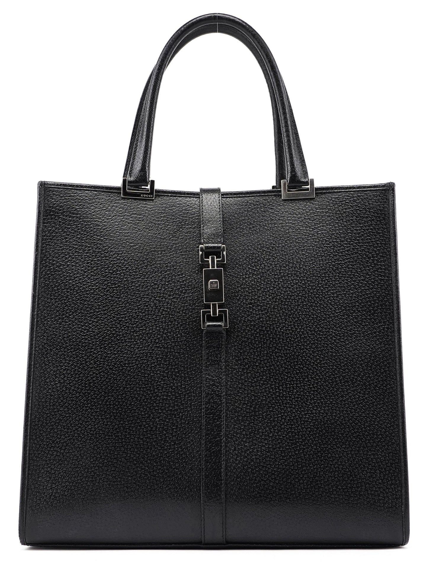 Black Leather Jackie Tote