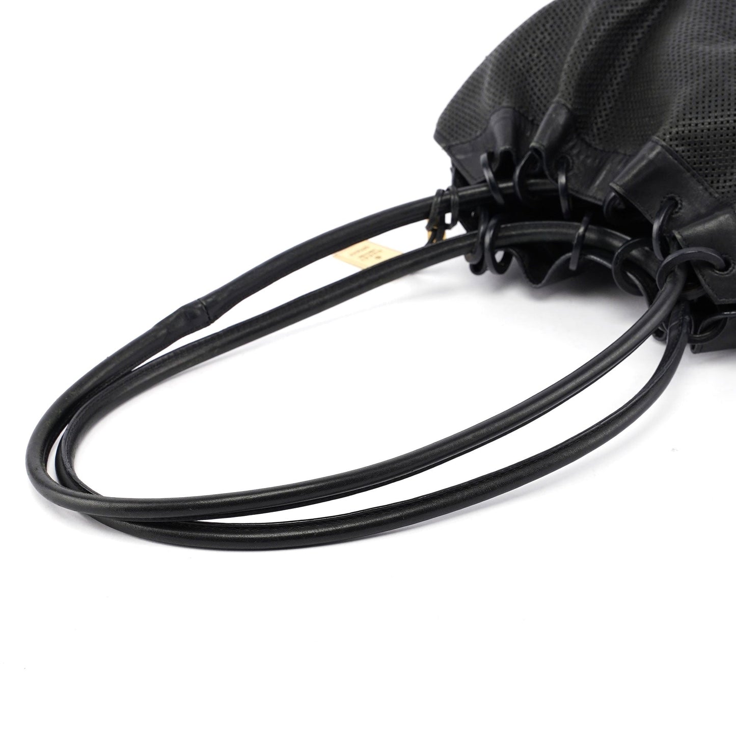 Black Leather Perforated Shoulder Bag