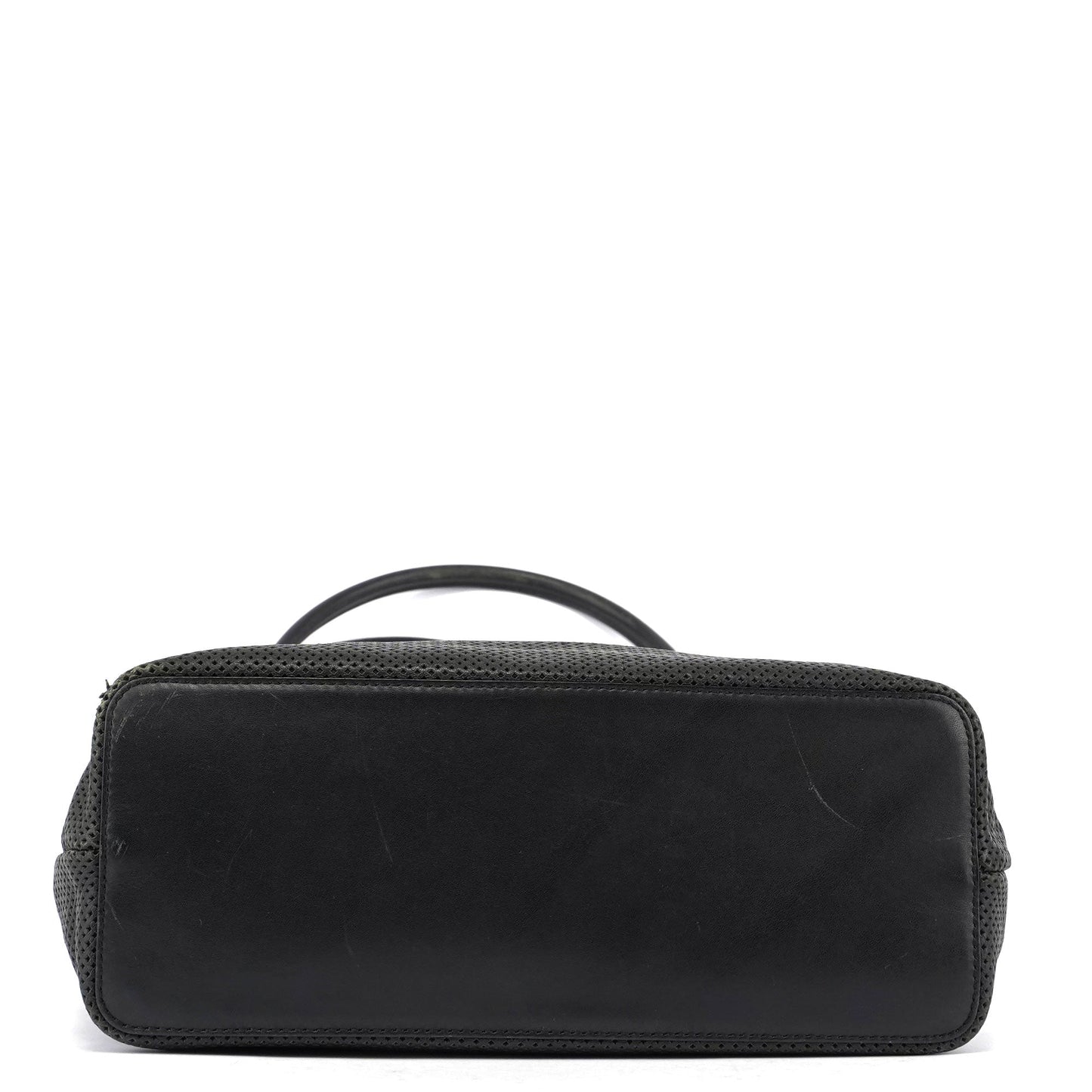 Black Leather Perforated Shoulder Bag