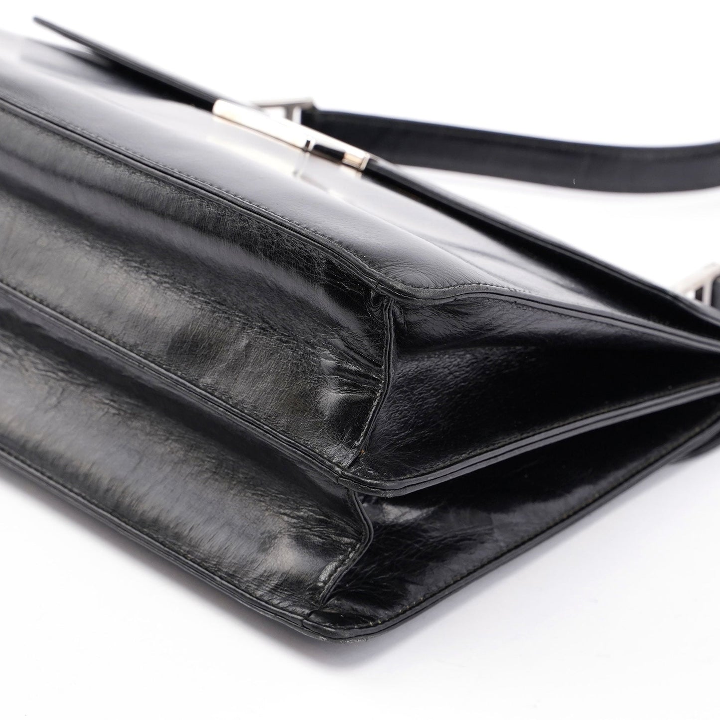 Black Leather Square G Bag