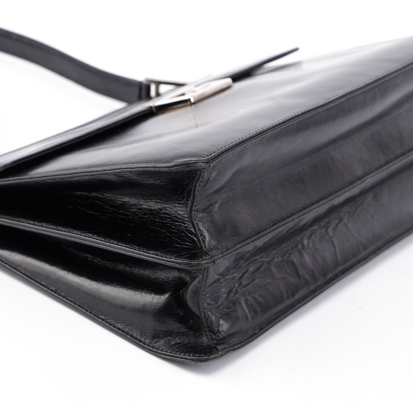 Black Leather Square G Bag