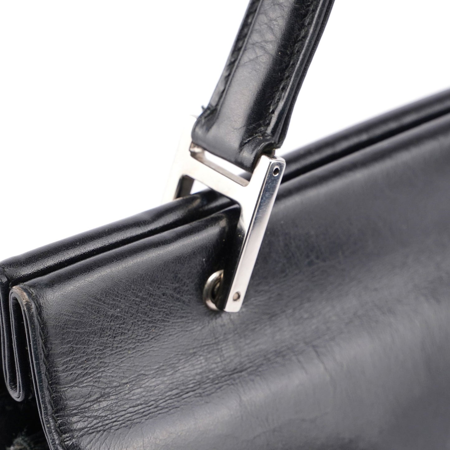 Black Leather Square G Bag