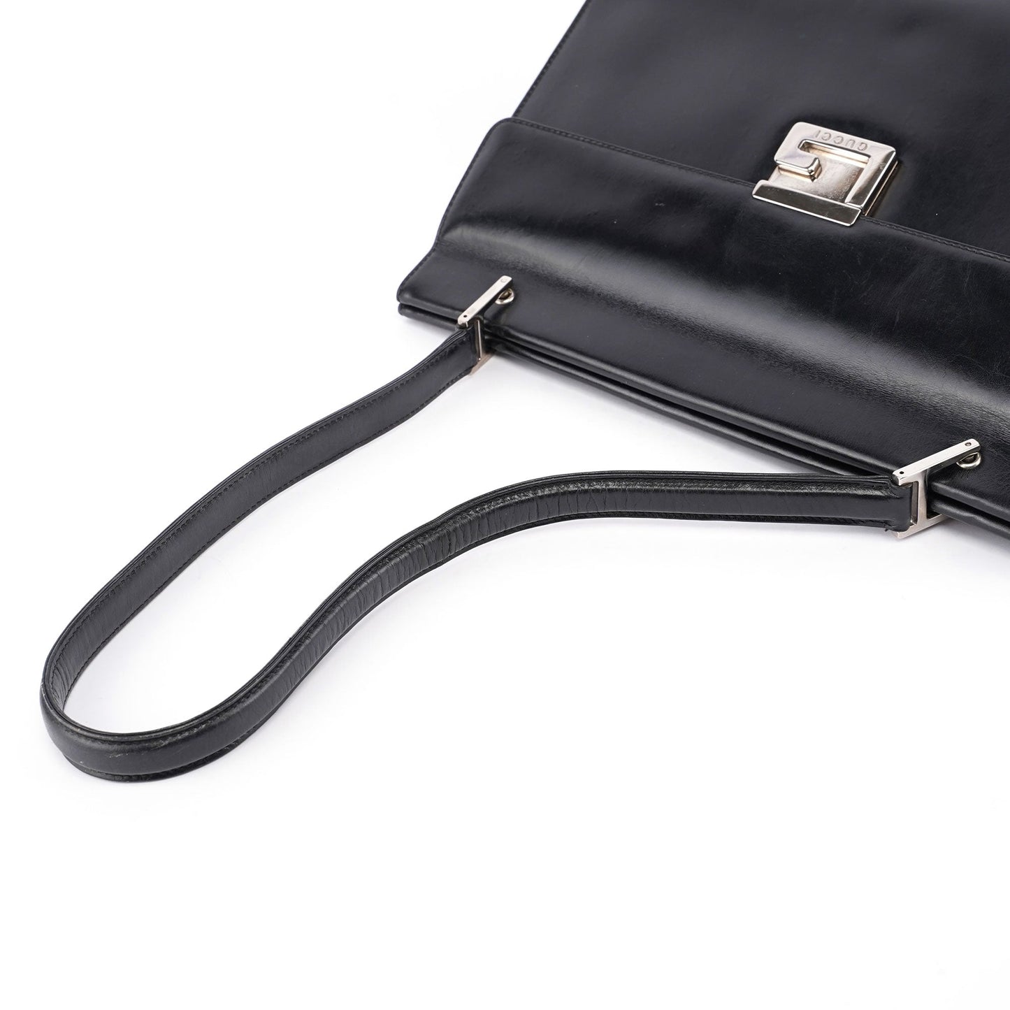 Black Leather Square G Bag