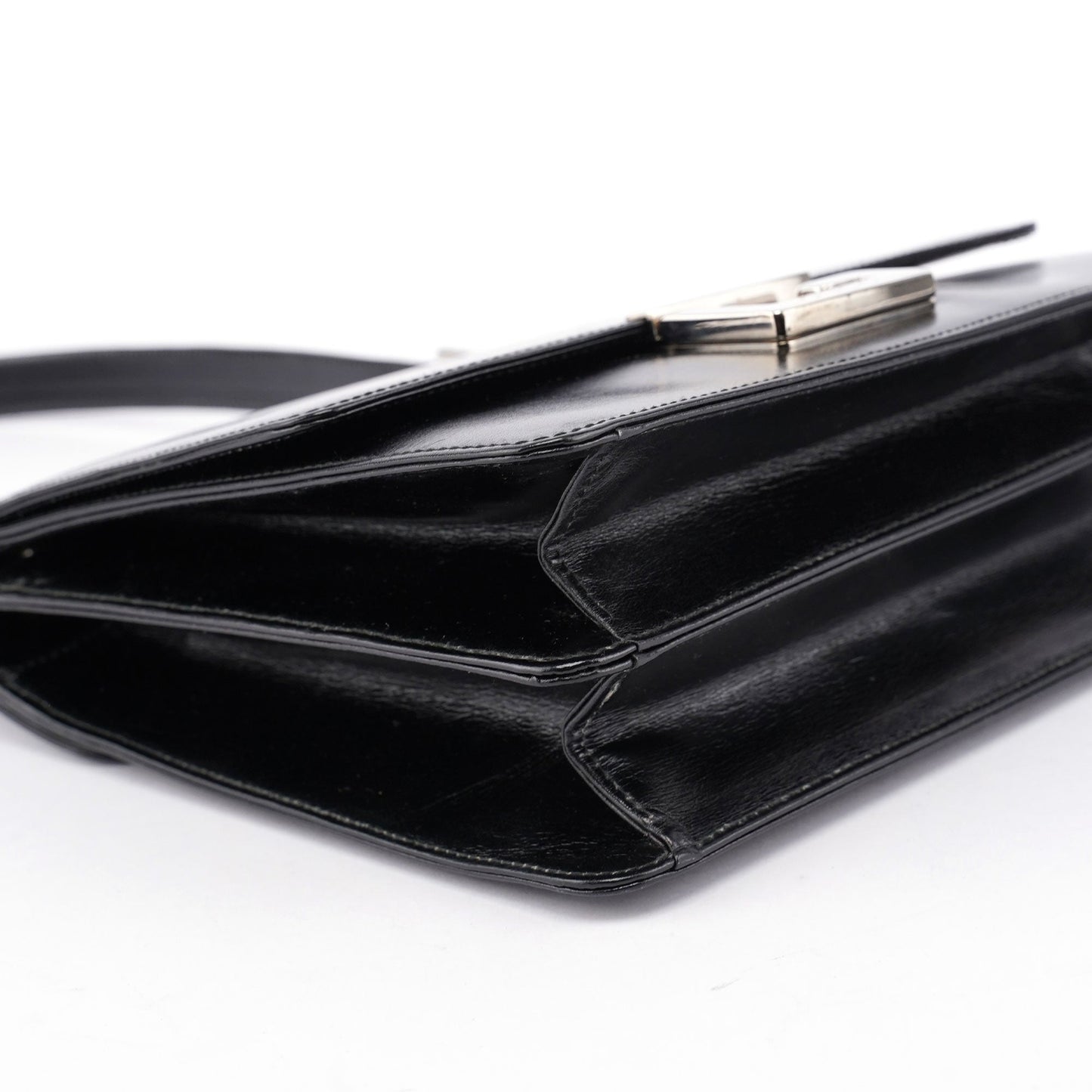 Black Leather Square G Bag