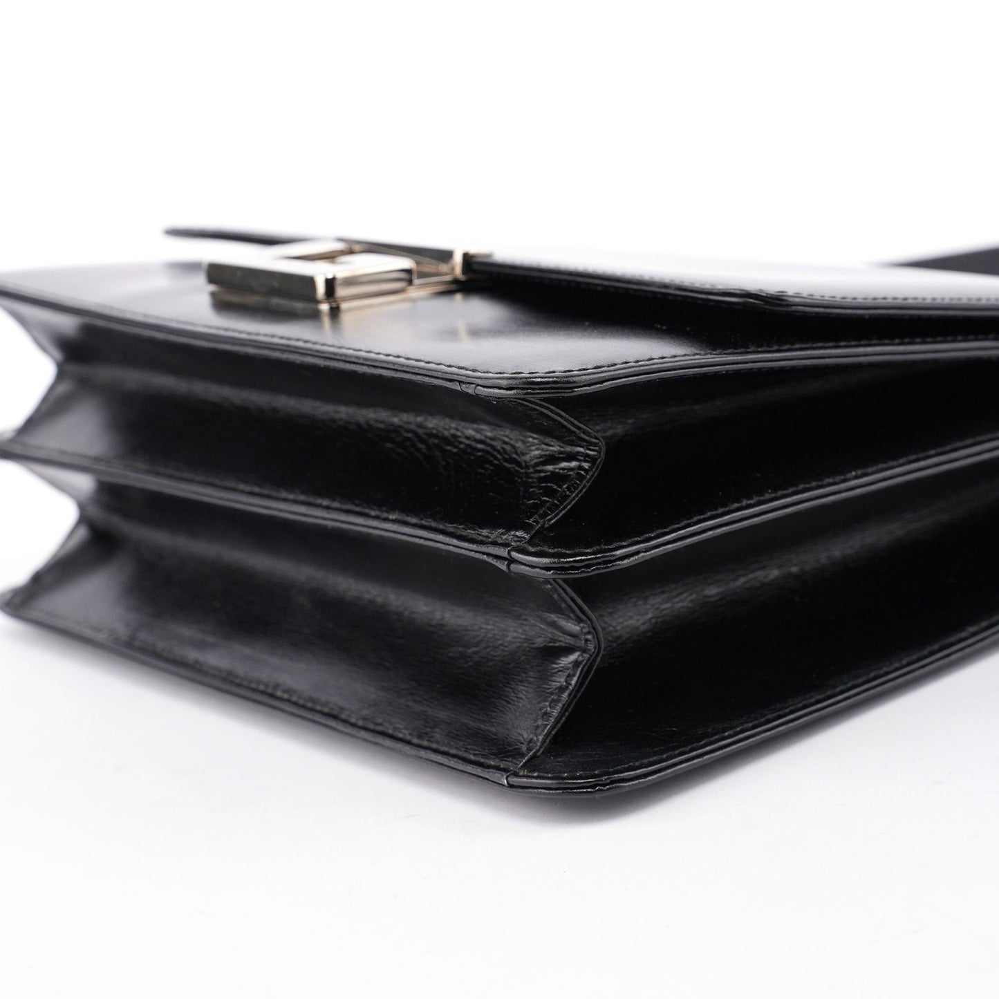 Black Leather Square G Bag