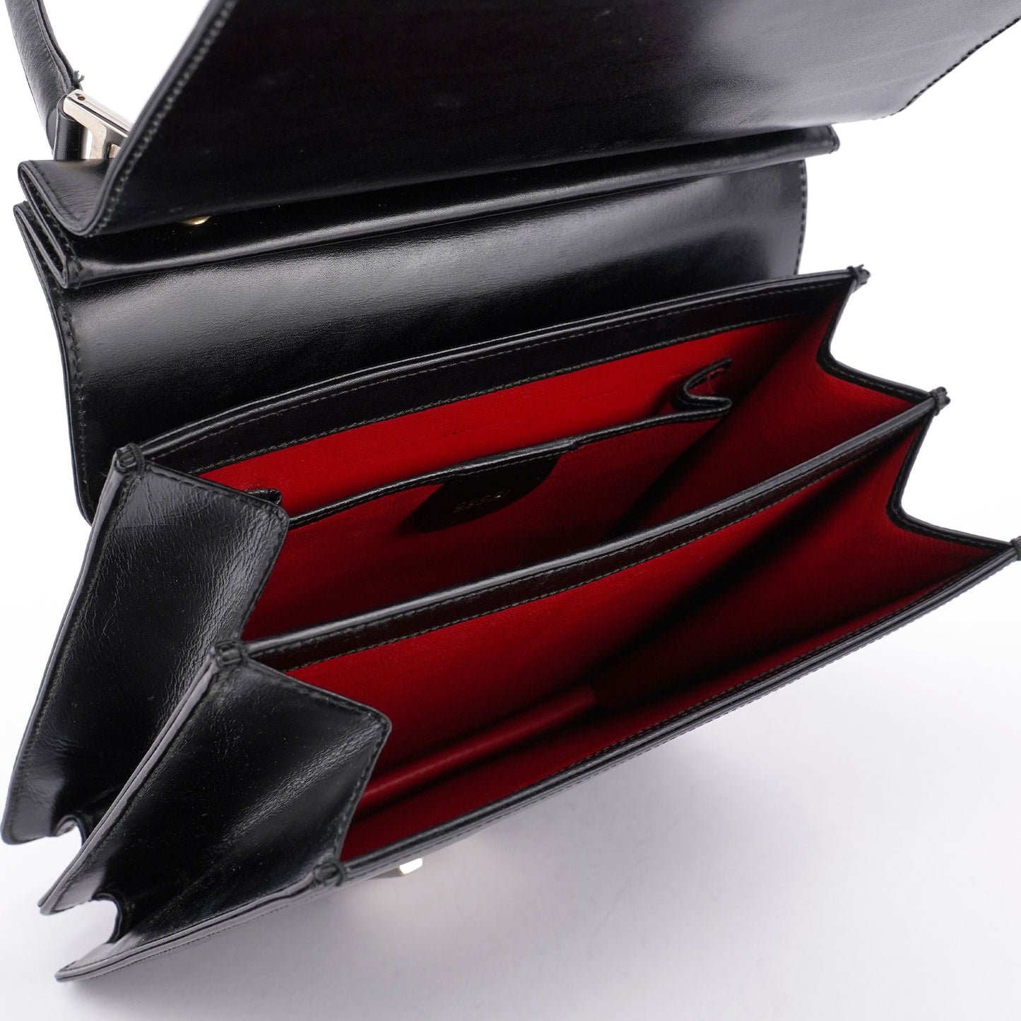 Black Leather Square G Bag