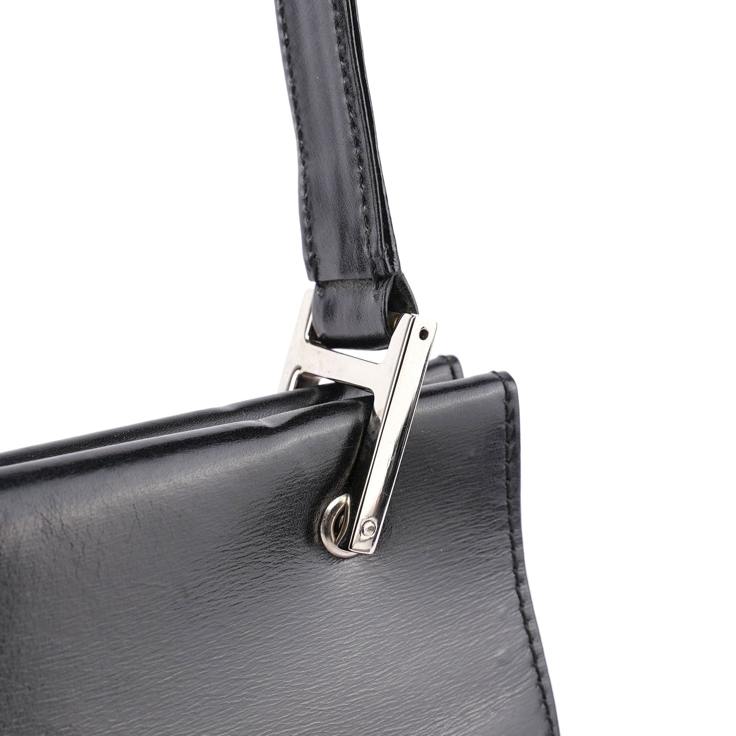 Black Leather Square G Bag