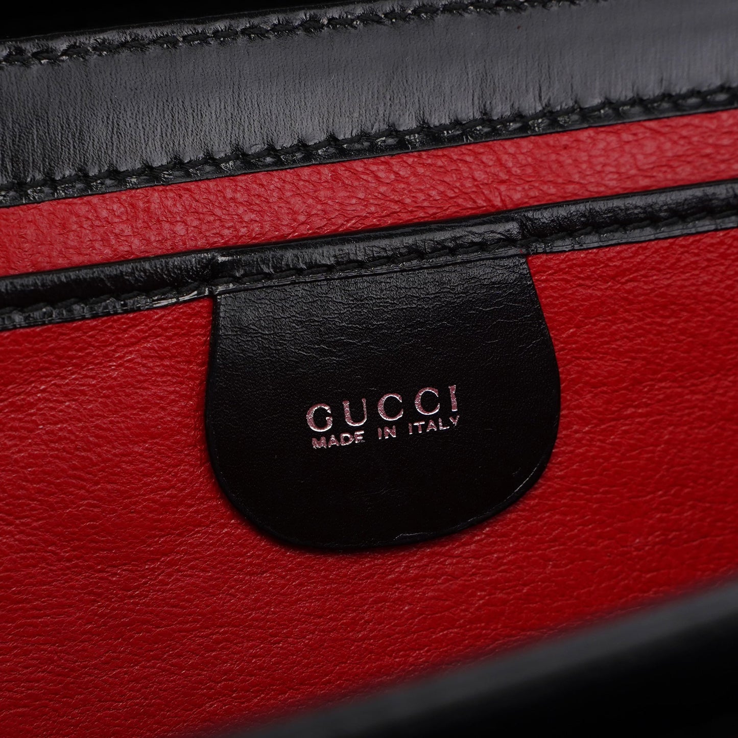 Black Leather Square G Bag