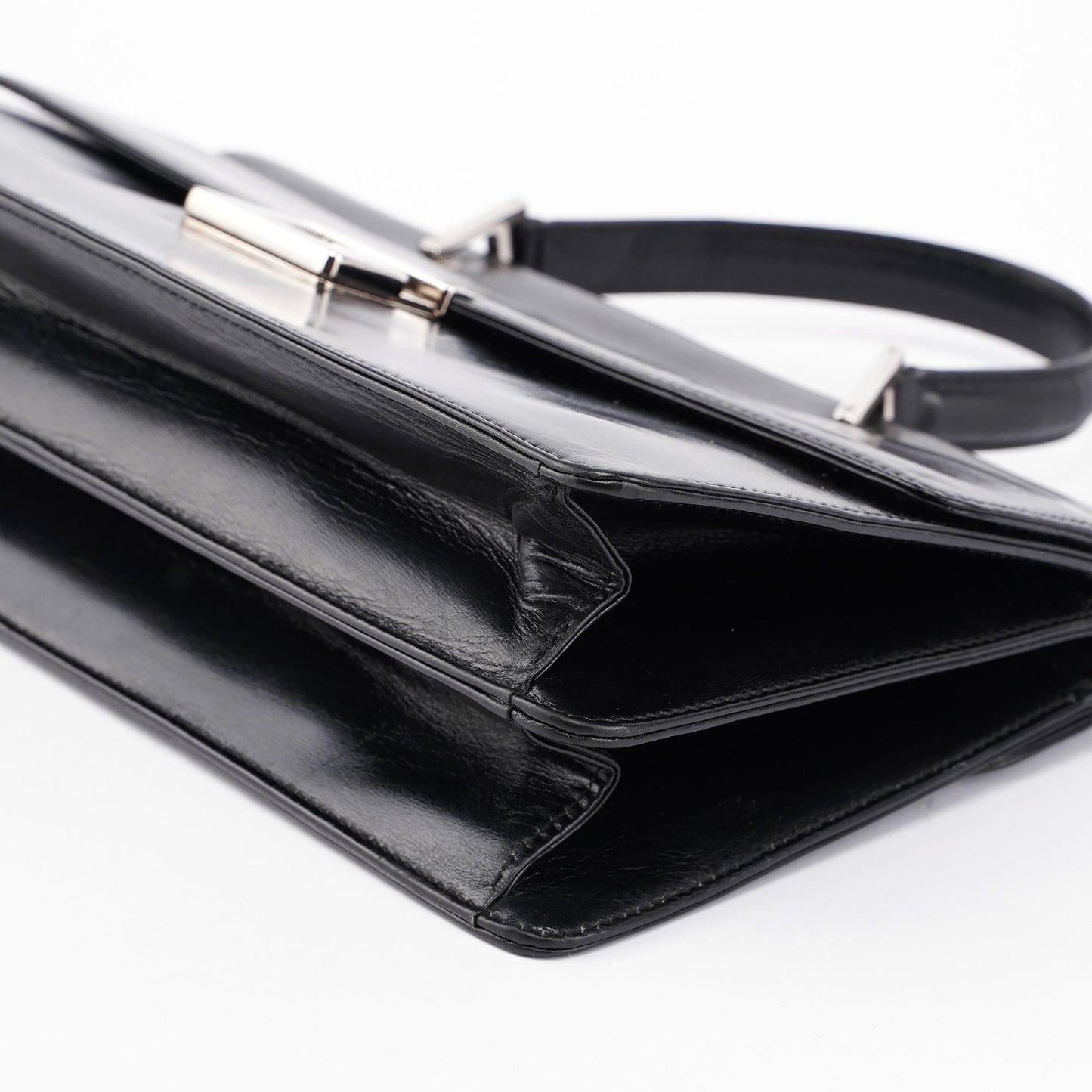 Black Leather Square G Bag