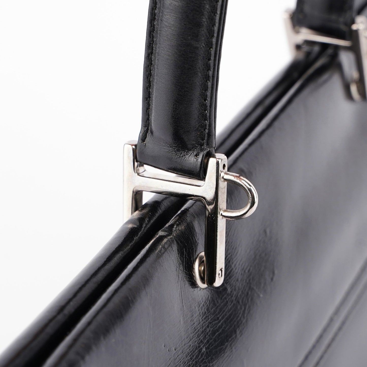 Black Leather Square G Bag