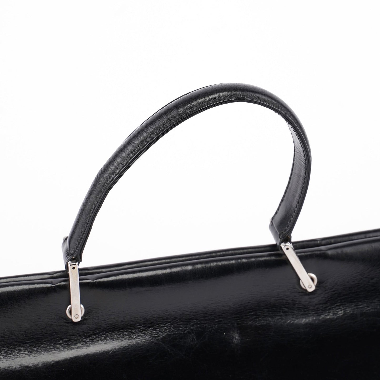 Black Leather Square G Bag