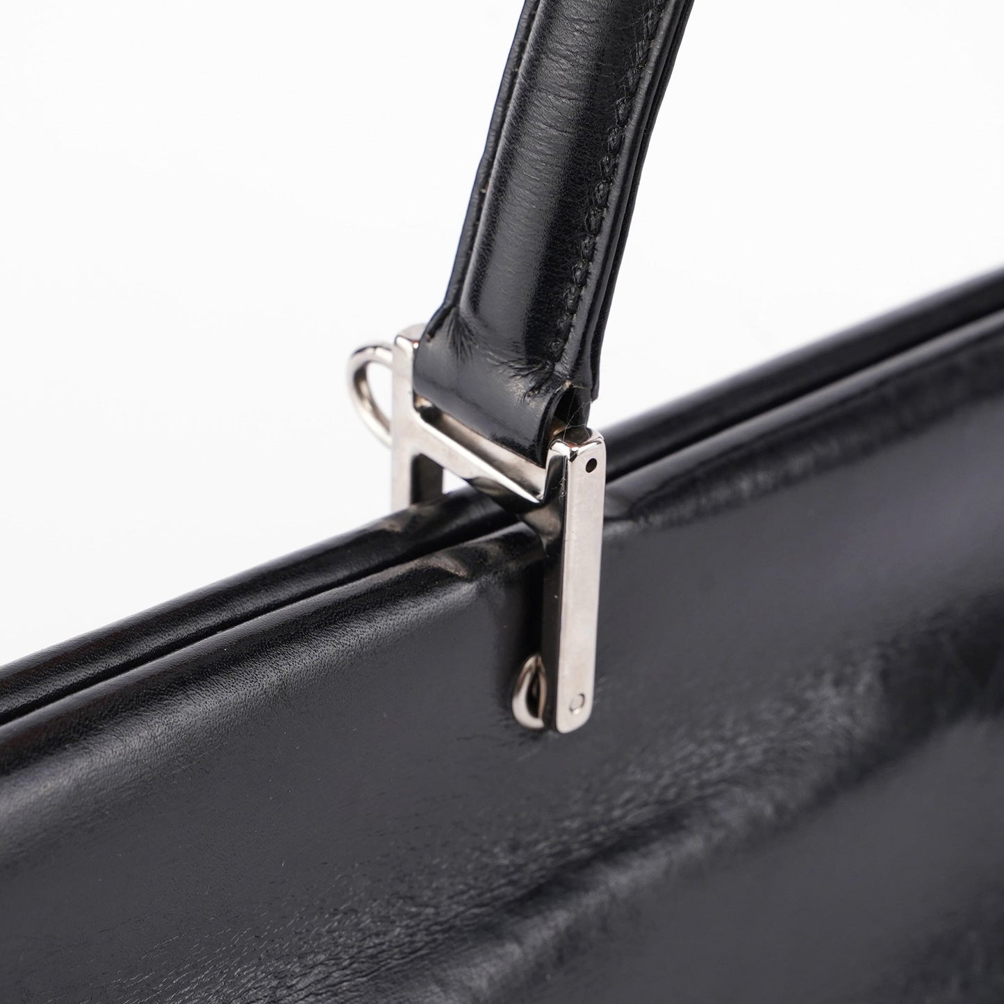 Black Leather Square G Bag