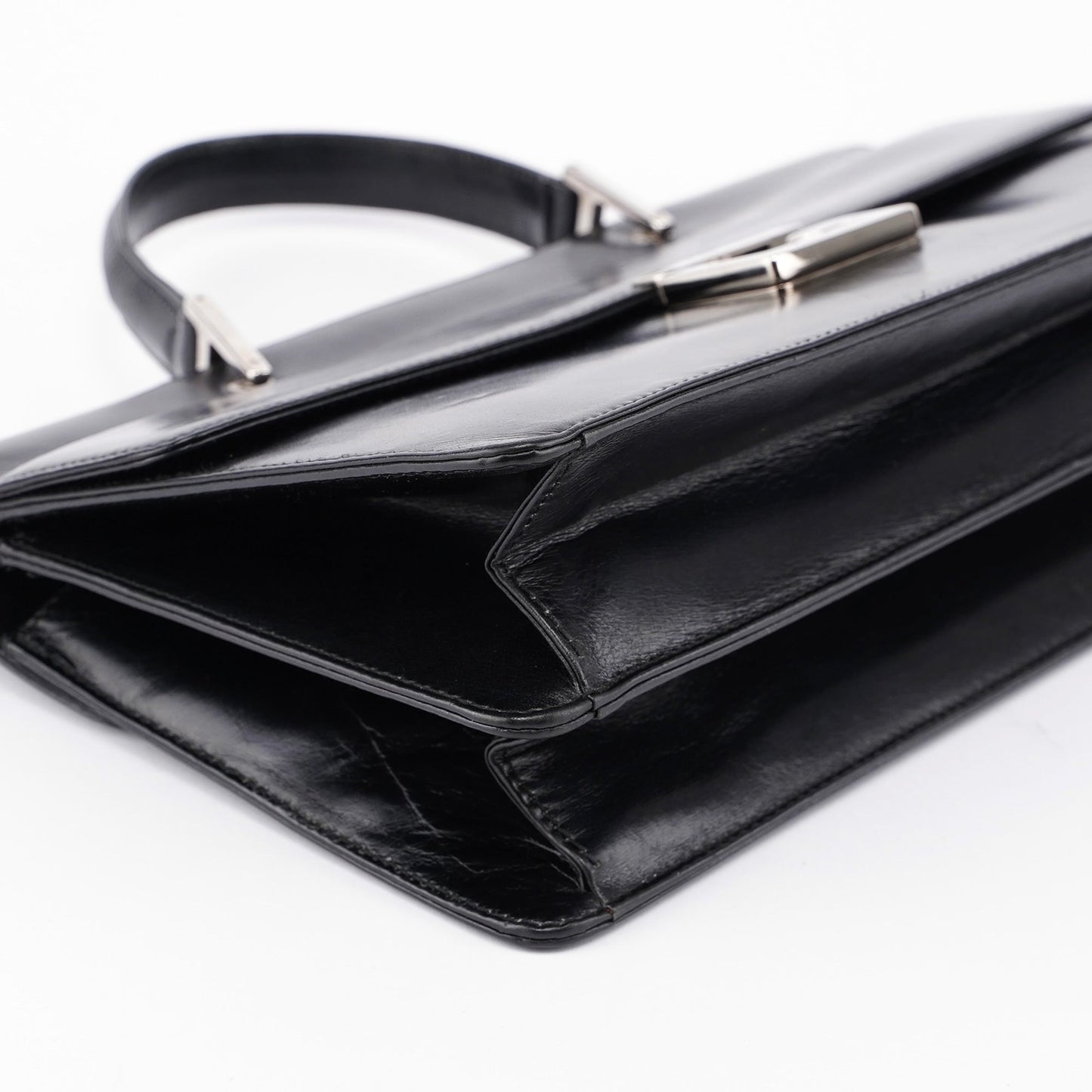 Black Leather Square G Bag