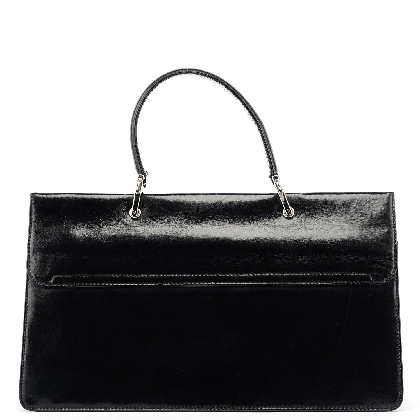 Black Leather Square G Bag
