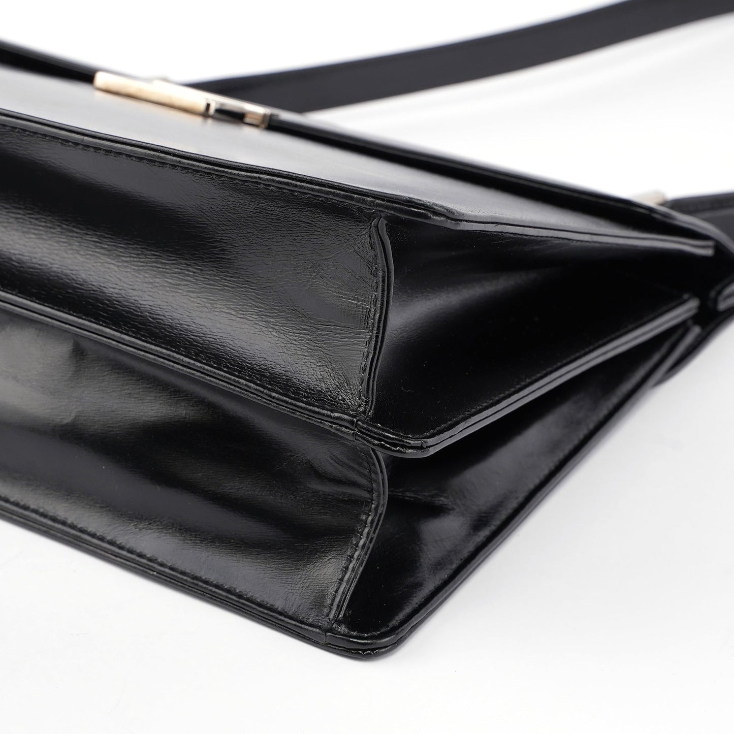 Black Leather Square G Bag