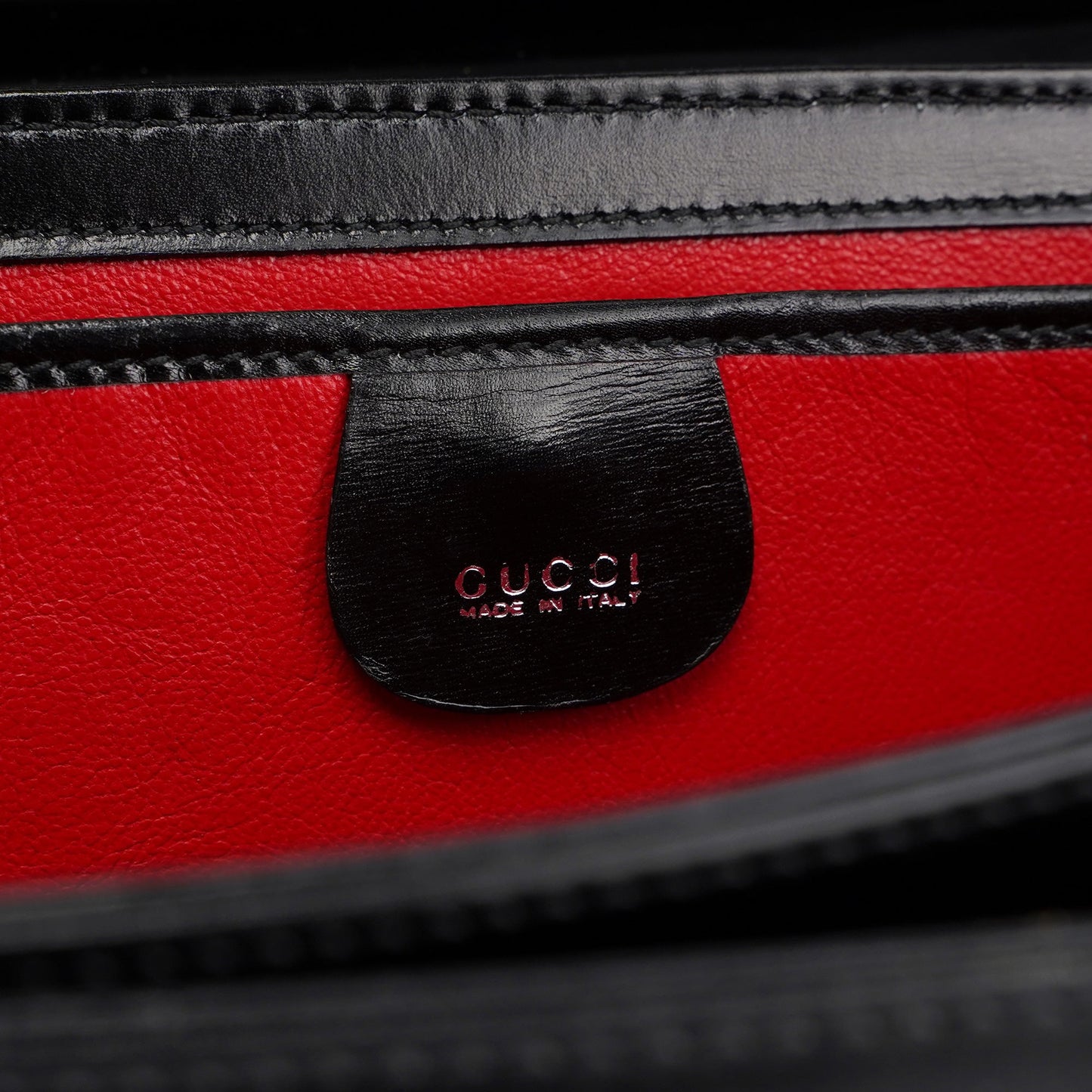 Black Leather Square G Bag