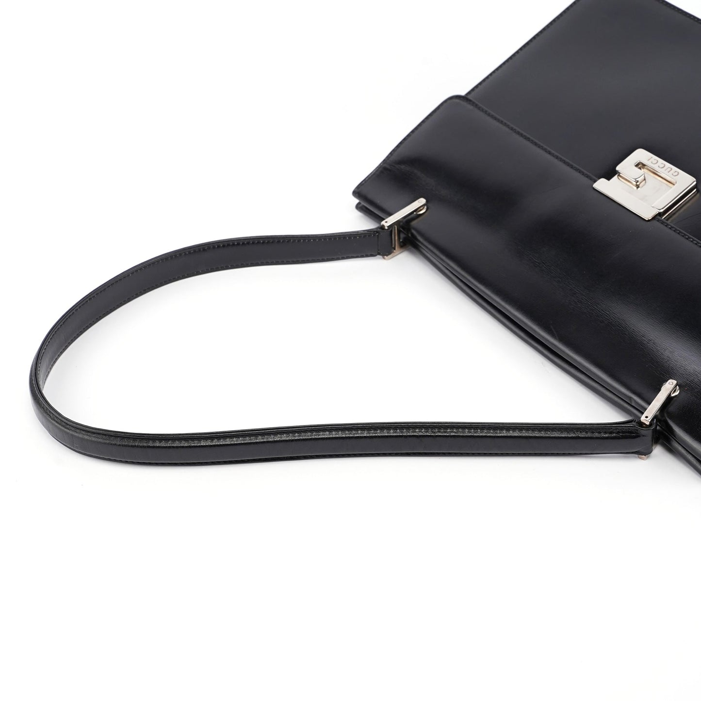 Black Leather Square G Bag