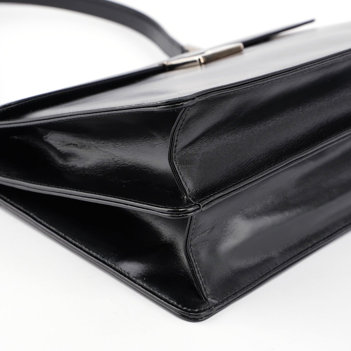 Black Leather Square G Bag