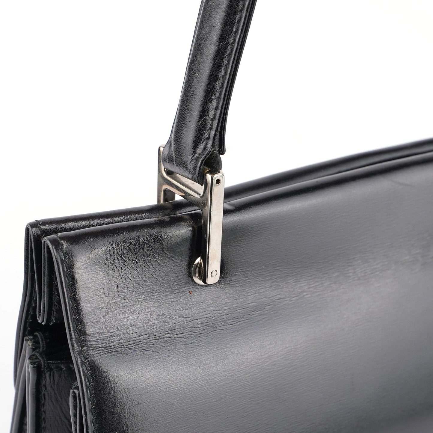 Black Leather Square G Bag