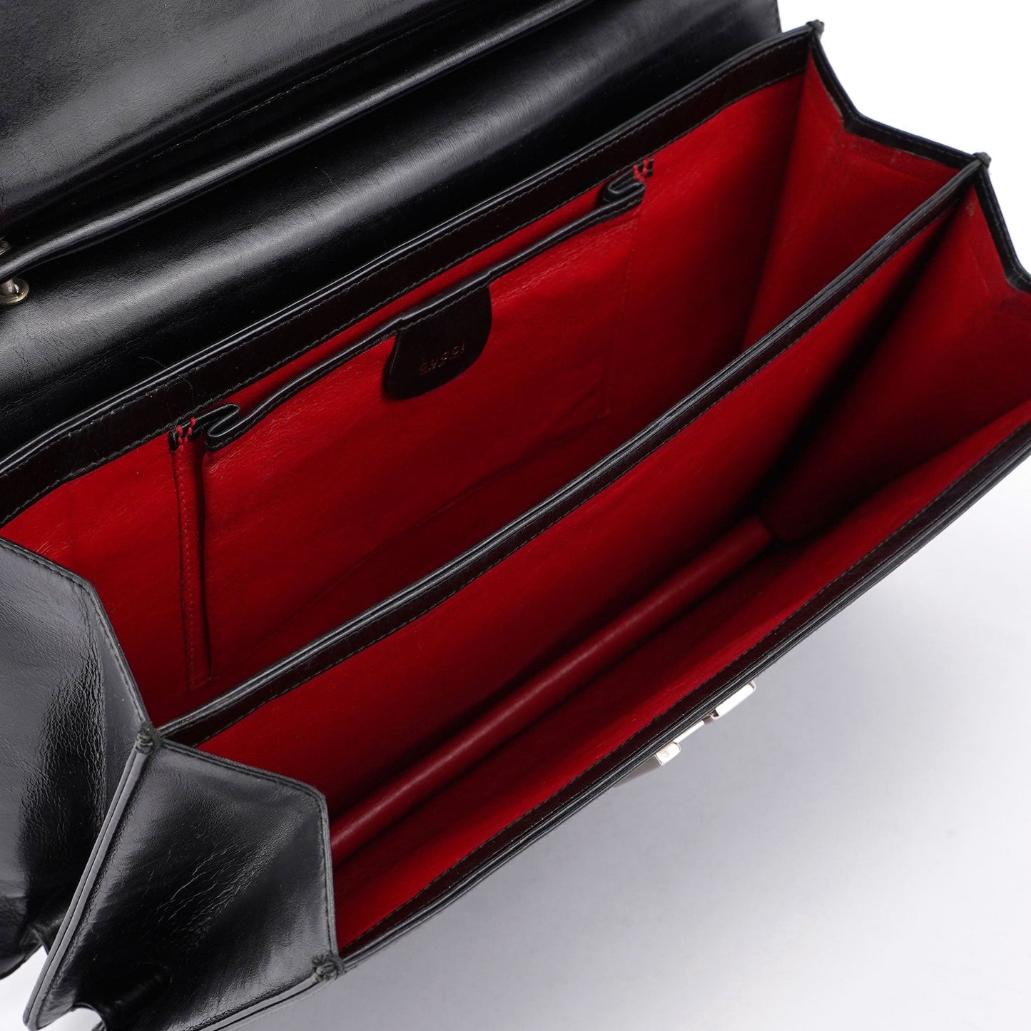 Black Leather Square G Bag