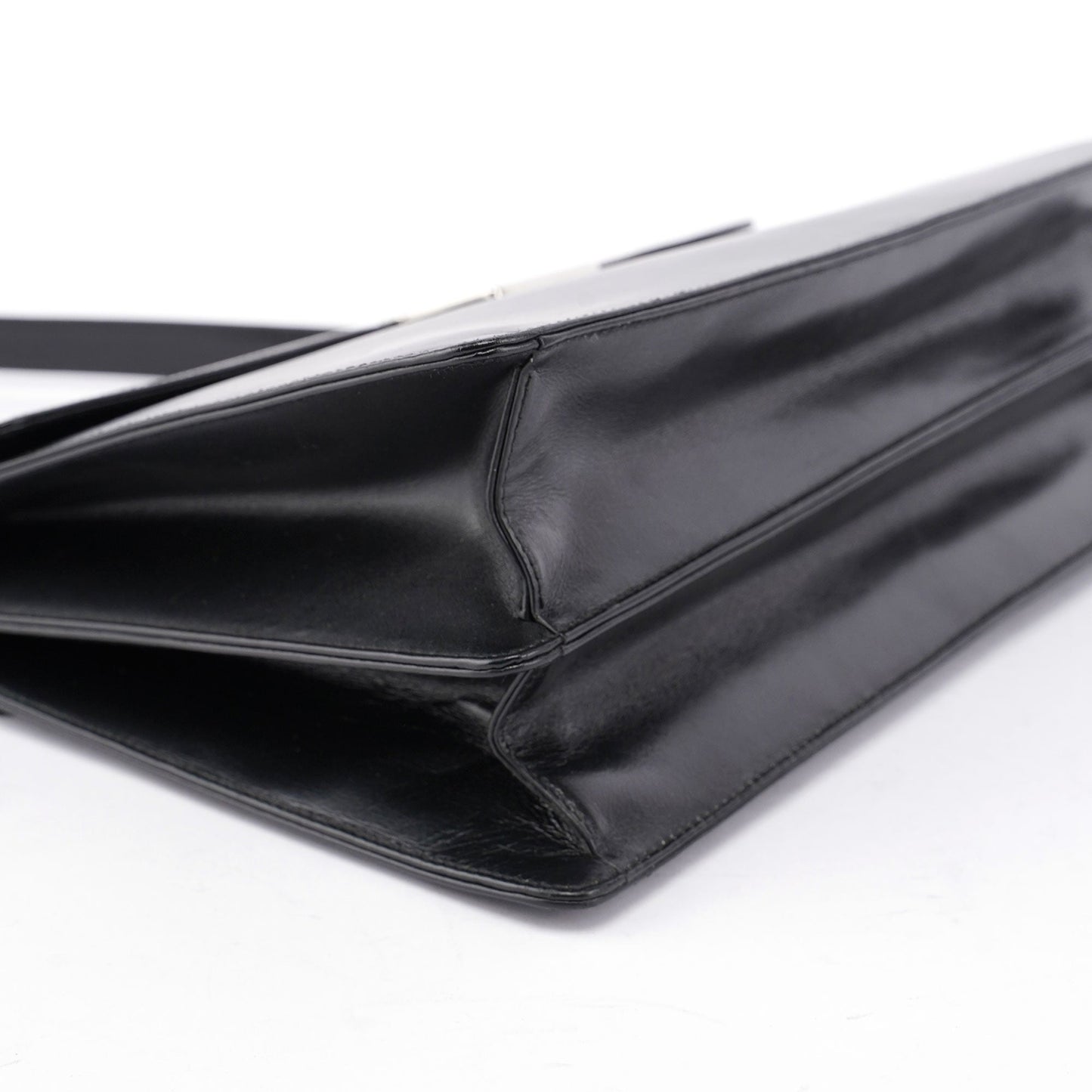 Black Leather Square G Shoulder Bag