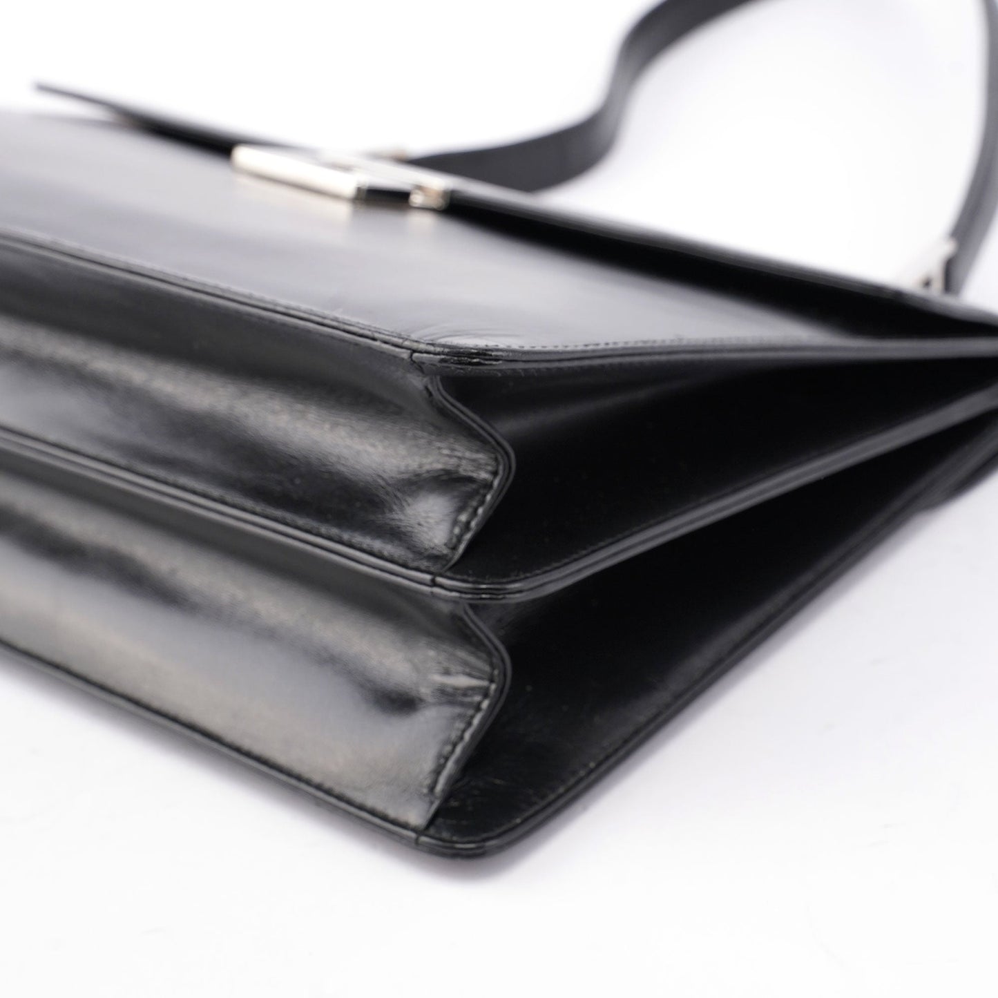 Black Leather Square G Shoulder Bag