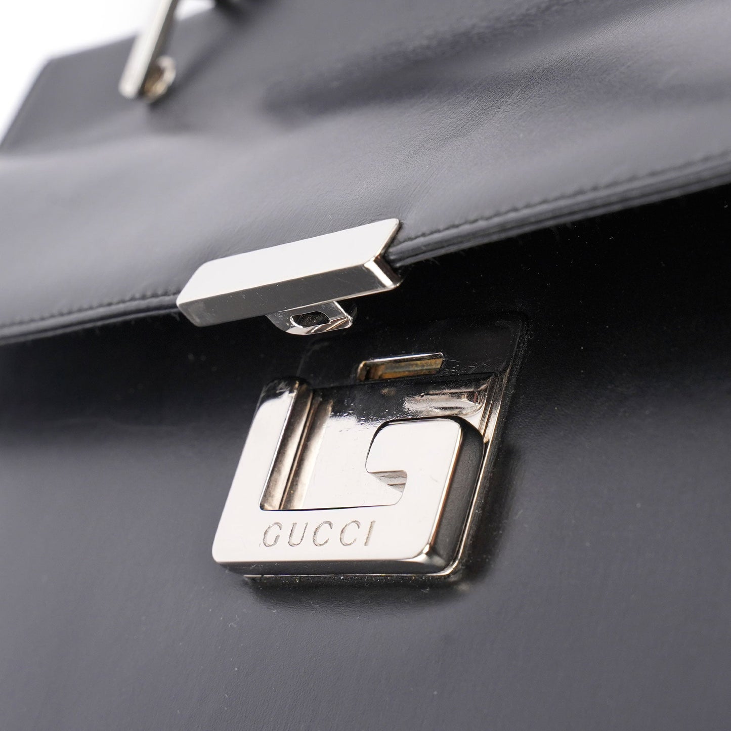 Black Leather Square G Shoulder Bag