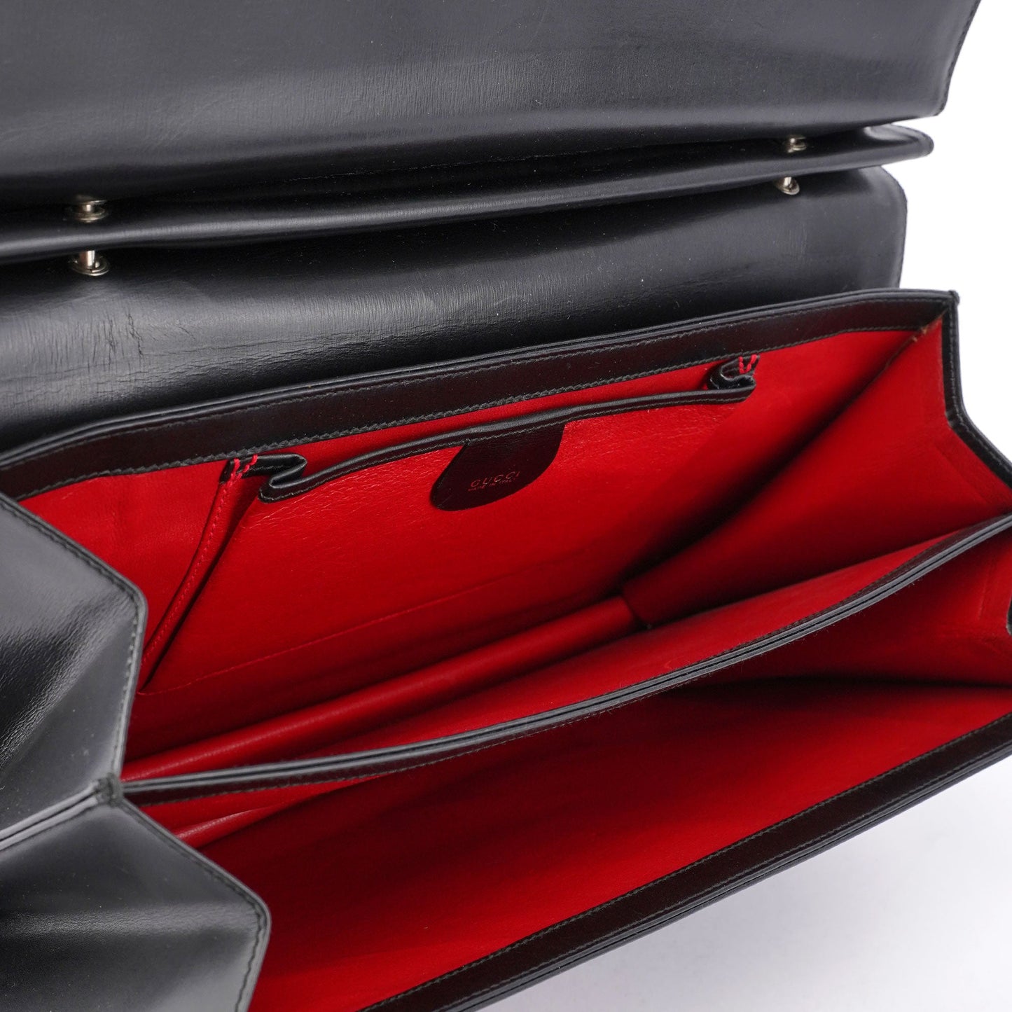 Black Leather Square G Shoulder Bag