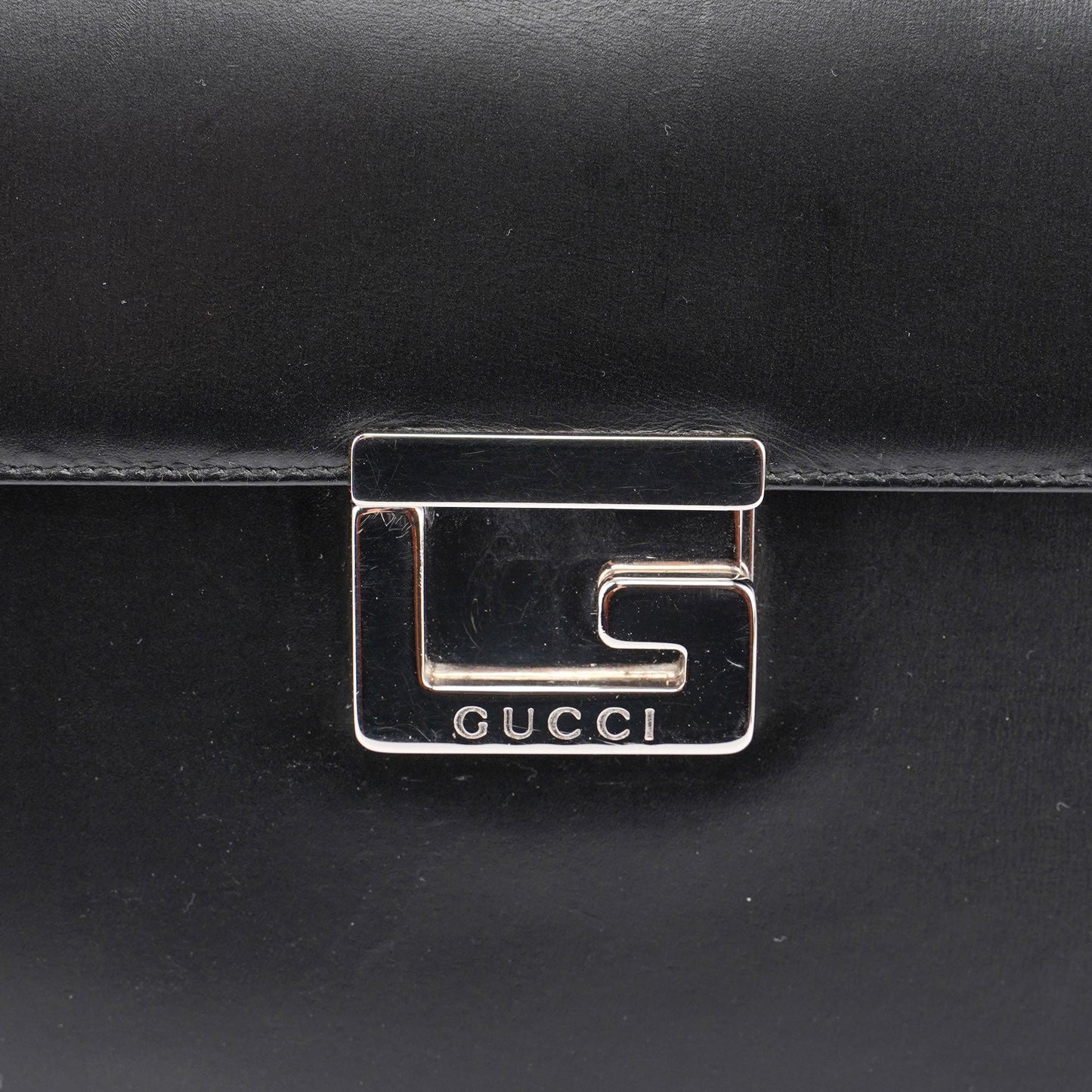 Black Leather Square G Shoulder Bag