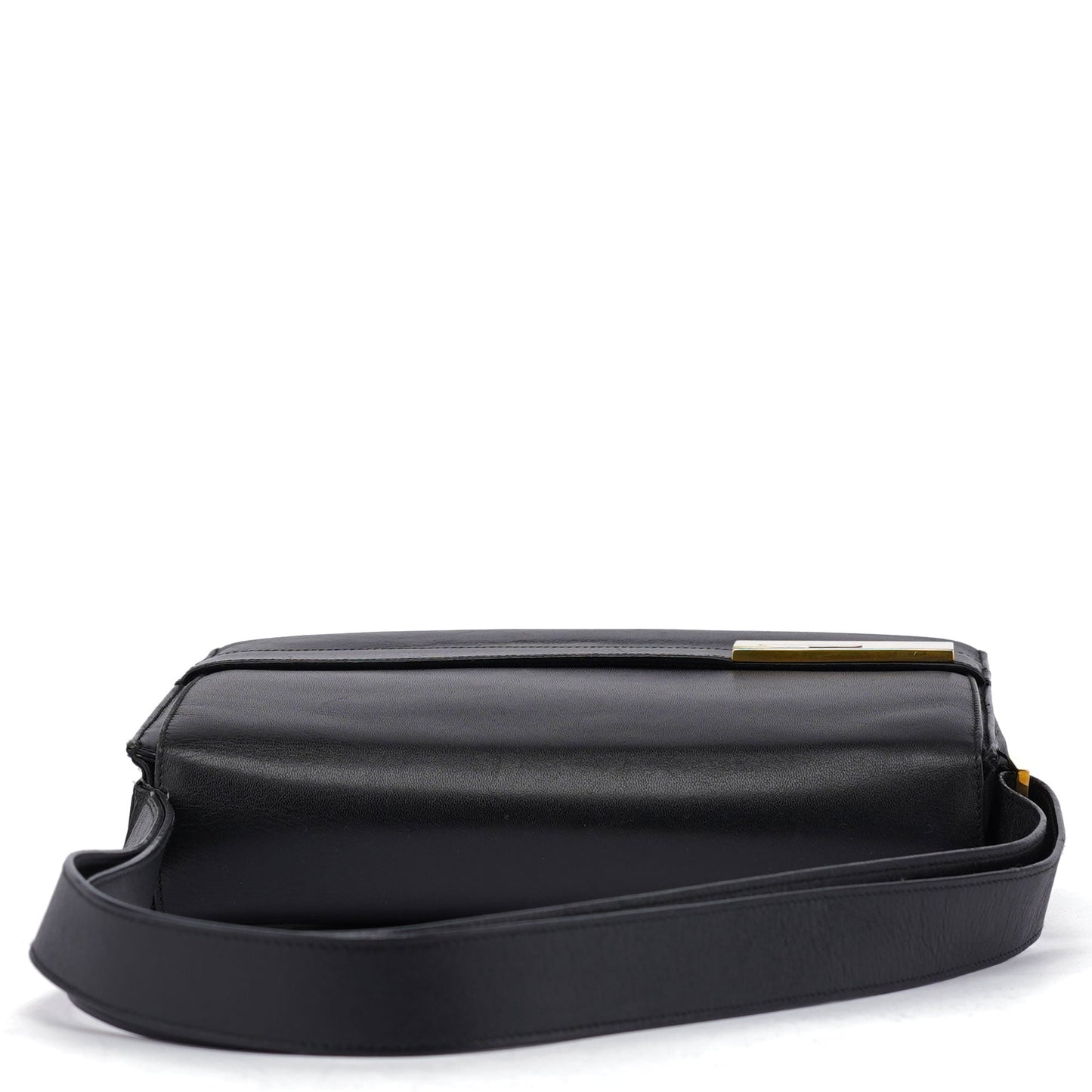 Black Leather Square G Shoulder Bag