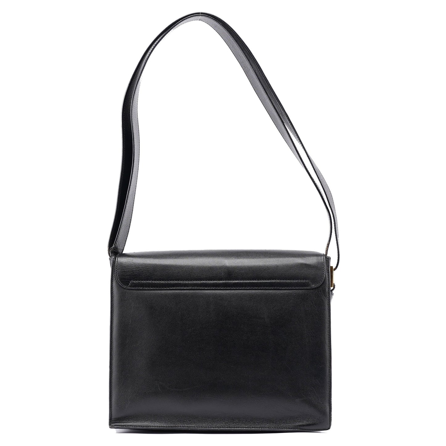 Black Leather Square G Shoulder Bag