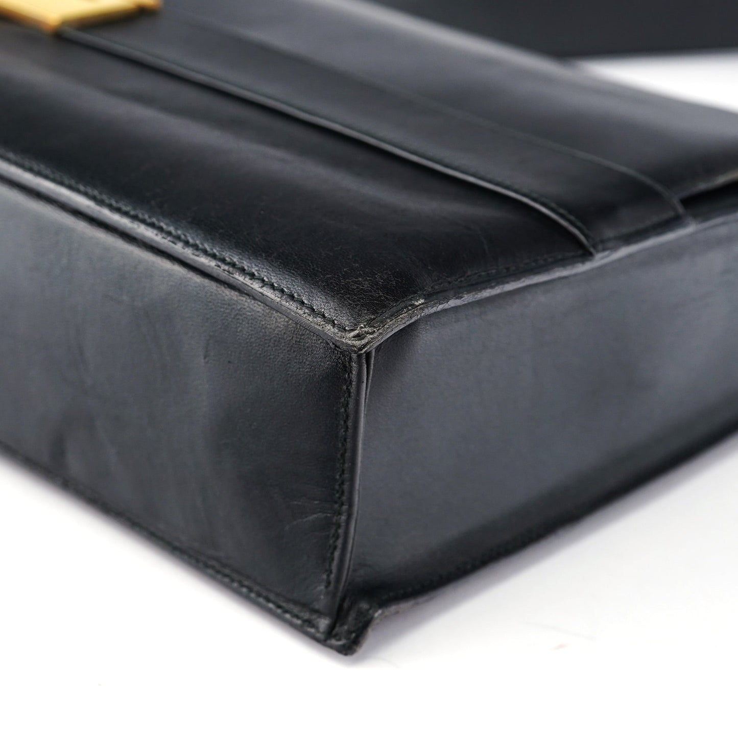 Black Leather Square G Shoulder Bag