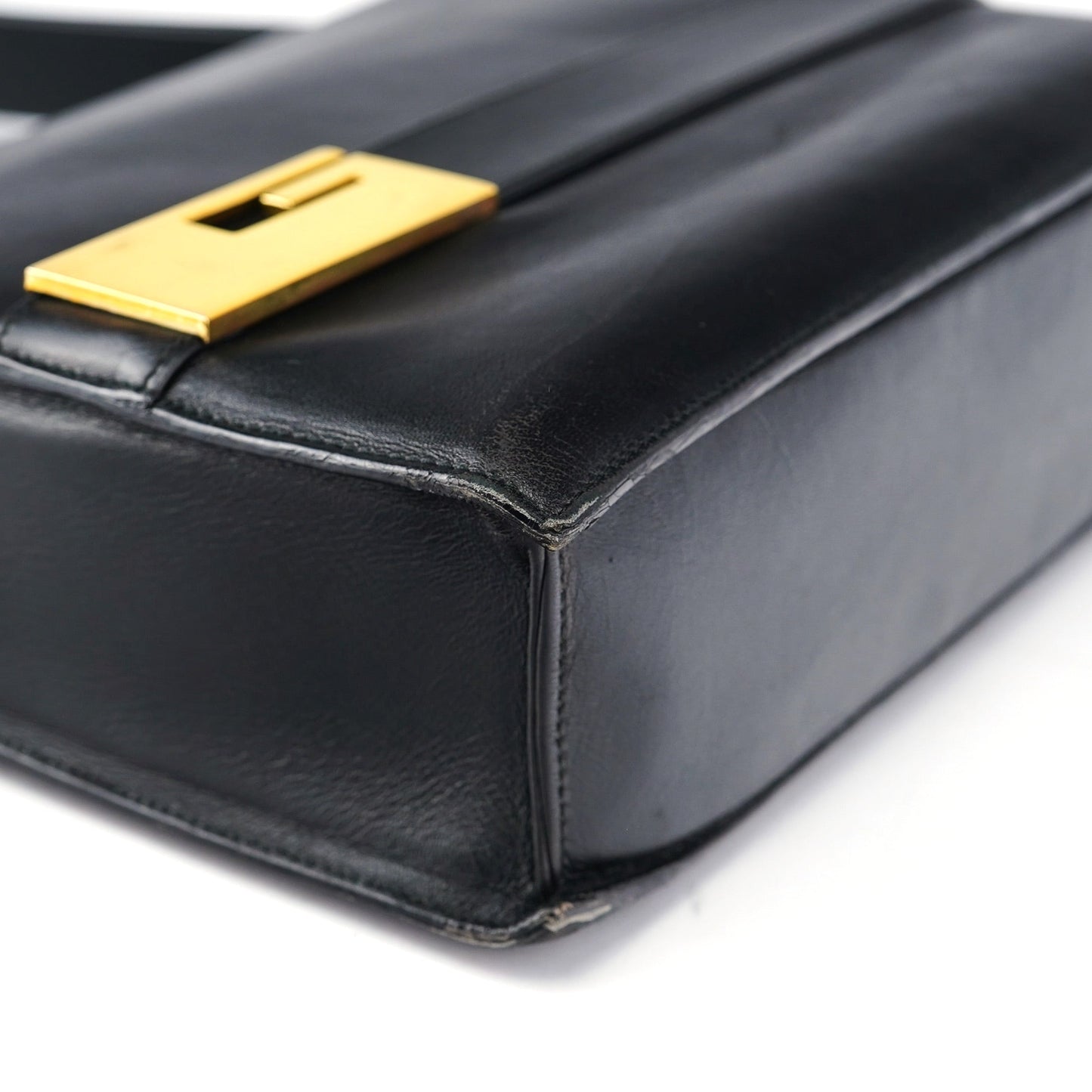 Black Leather Square G Shoulder Bag