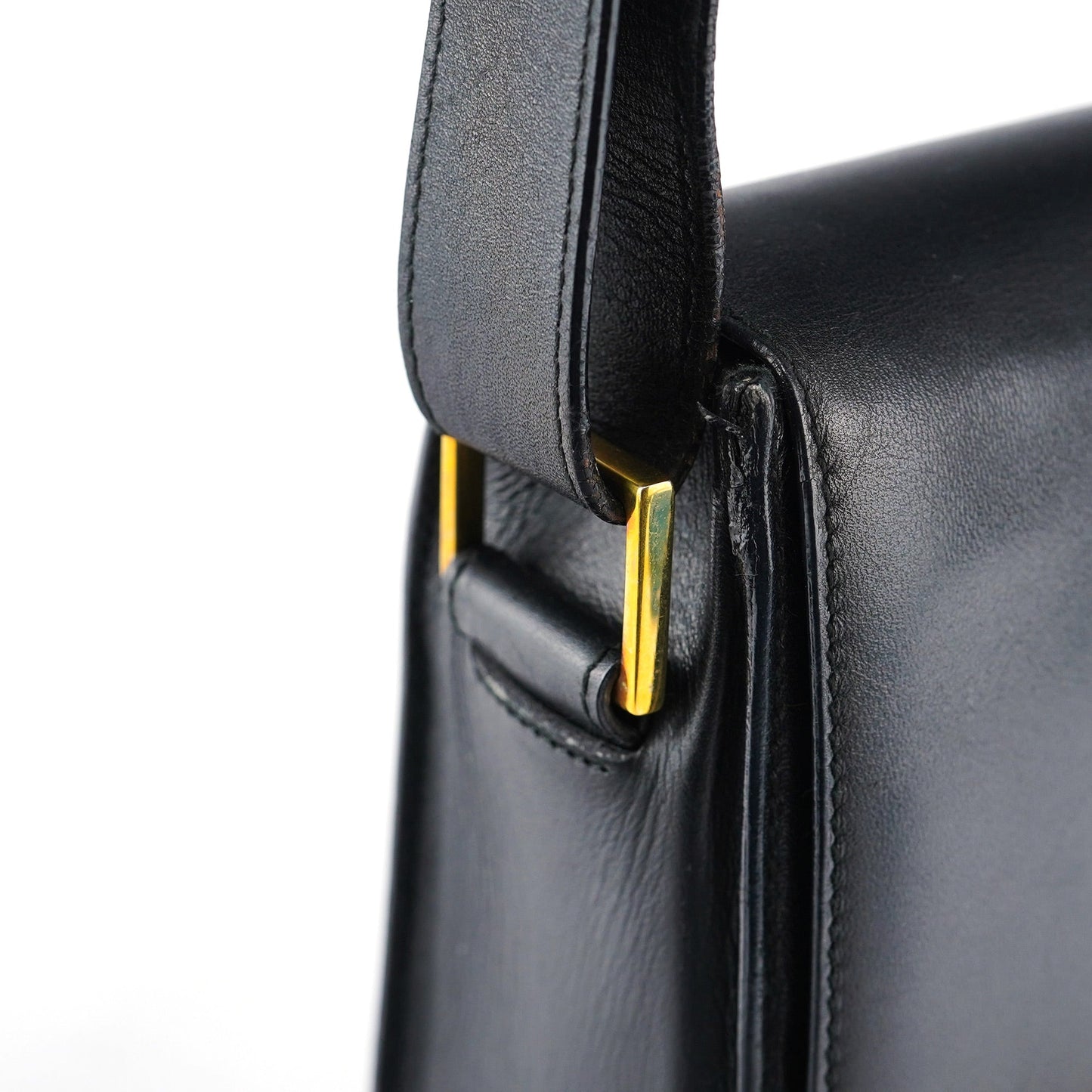 Black Leather Square G Shoulder Bag
