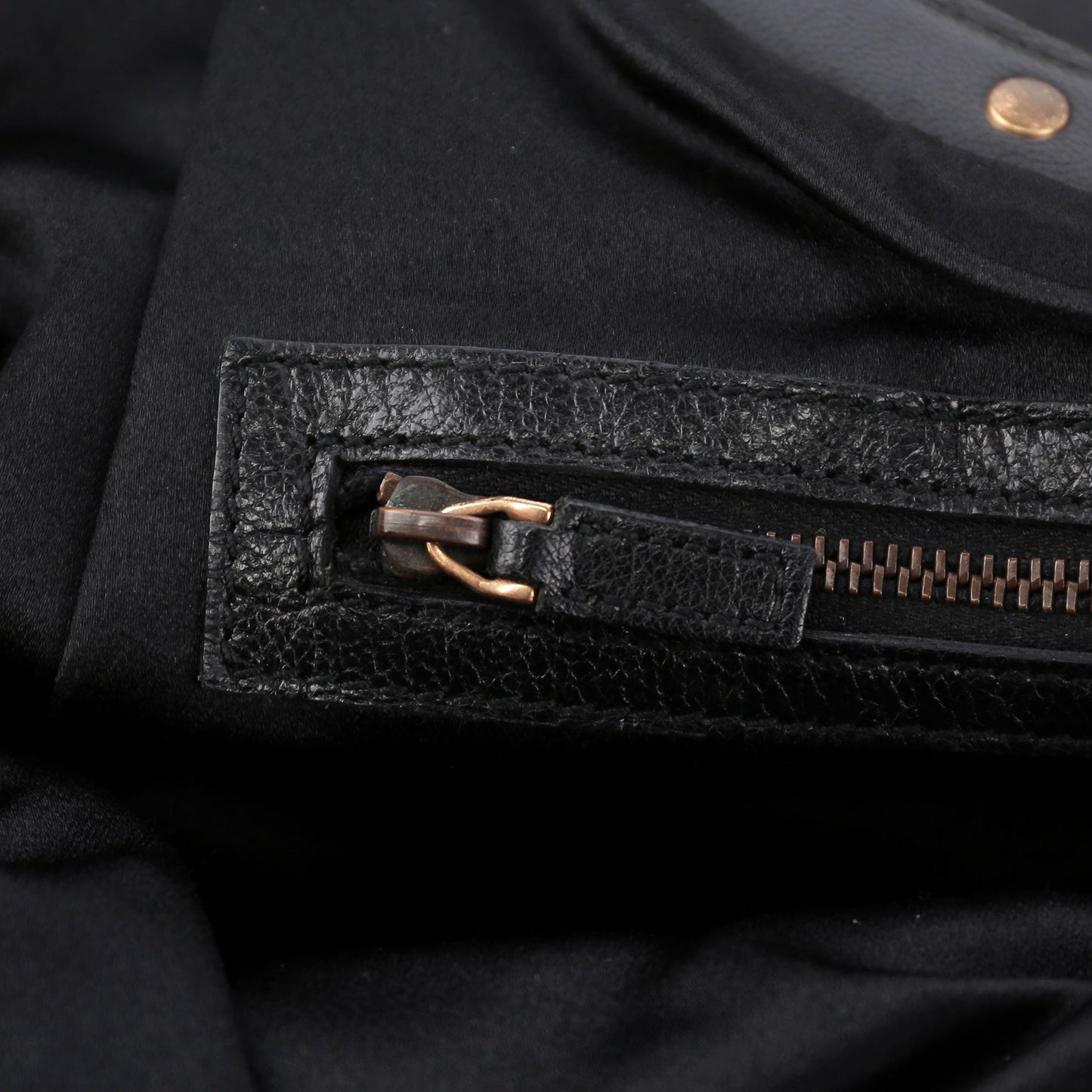 Black Leather Stripes Bamboo Bag