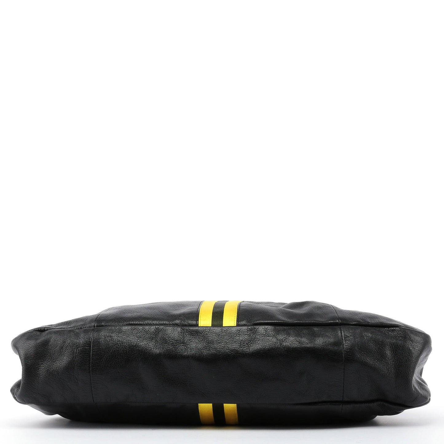 Black Leather Stripes Bamboo Bag