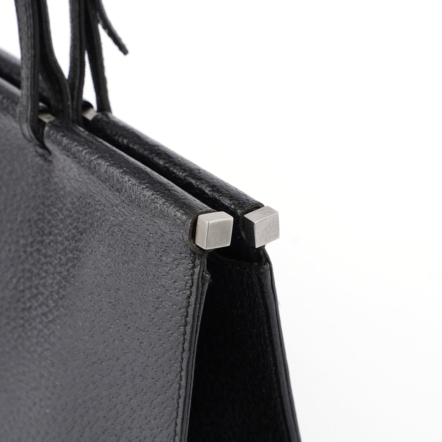Black Leather Top Handle Bag