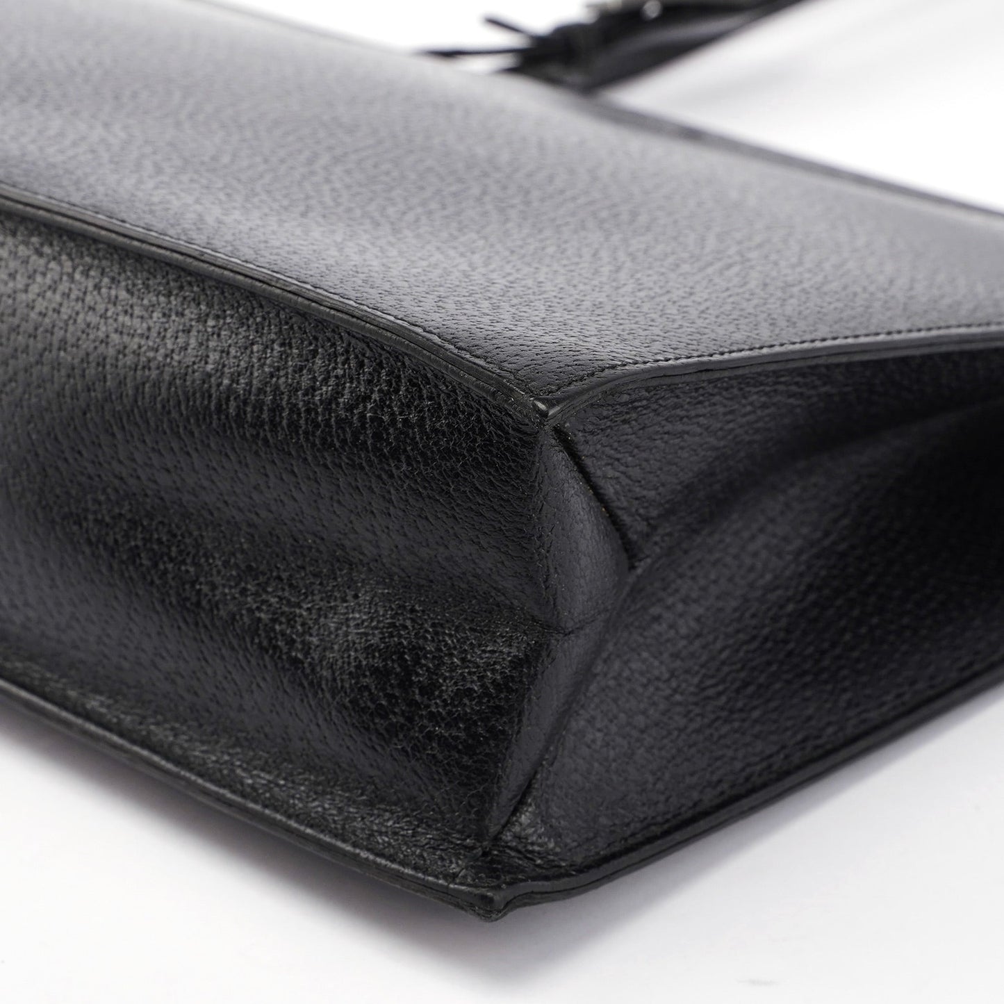 Black Leather Top Handle Bag