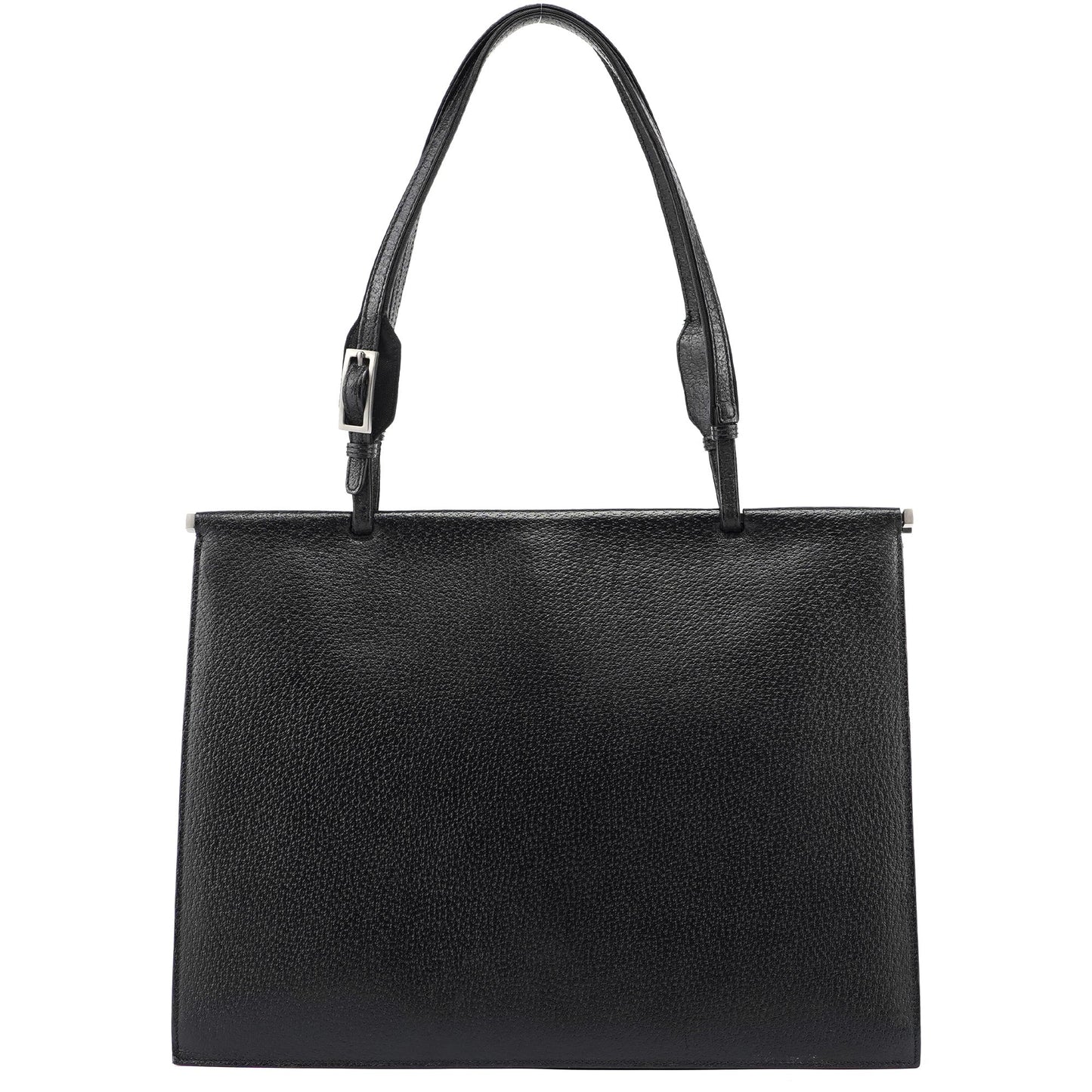 Black Leather Top Handle Bag