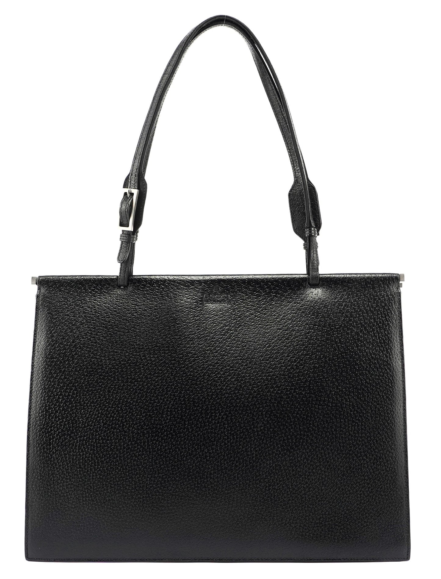 Black Leather Top Handle Bag