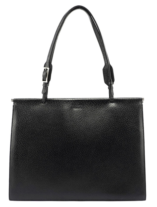 Black Leather Top Handle Bag